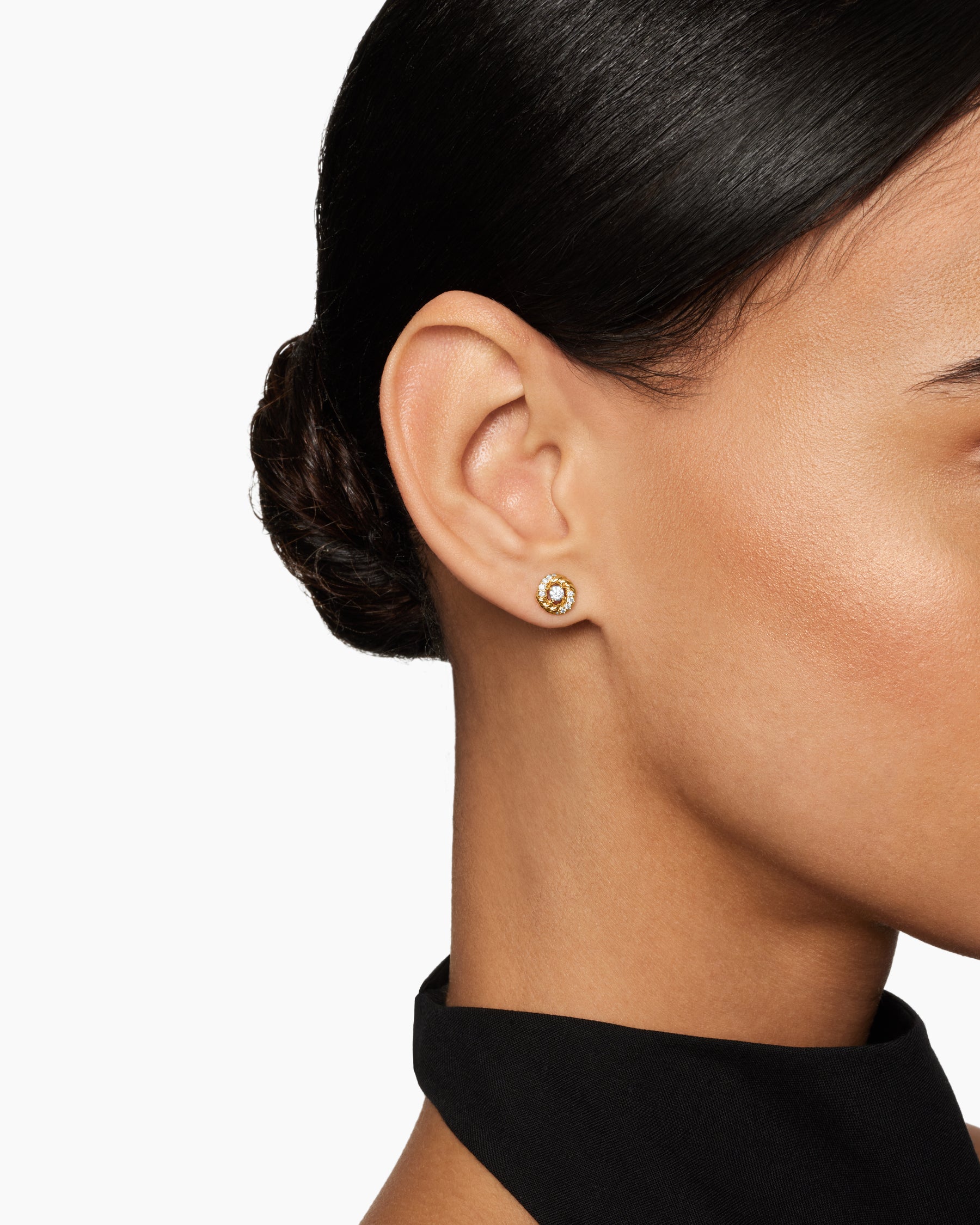 Petite Infinity Stud Earrings in 18K Yellow Gold with Diamonds, 7.8mm - Image 6