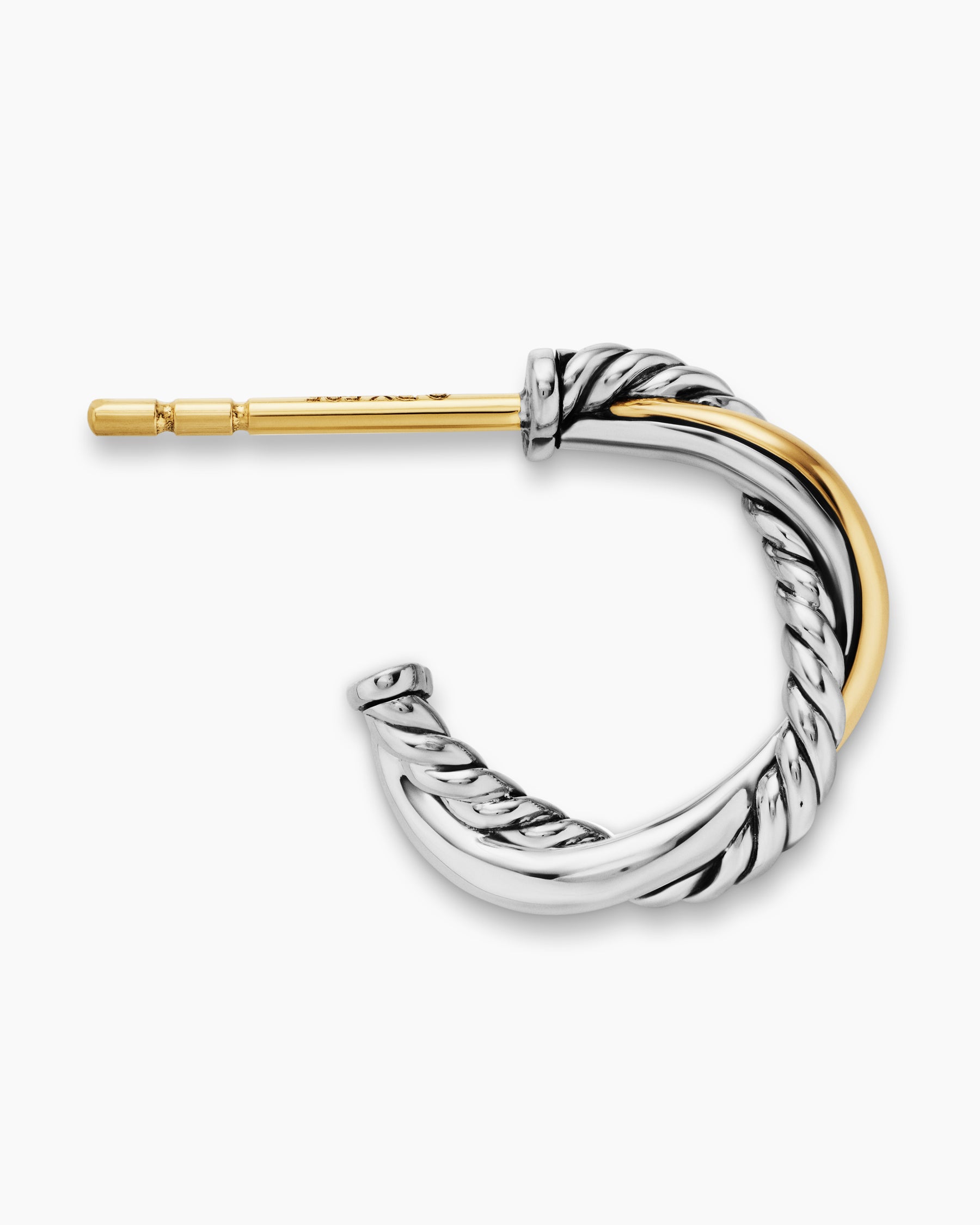 Petite Infinity Huggie Hoop Earrings in Sterling Silver with 14K Yellow Gold, 3mm - Image 3