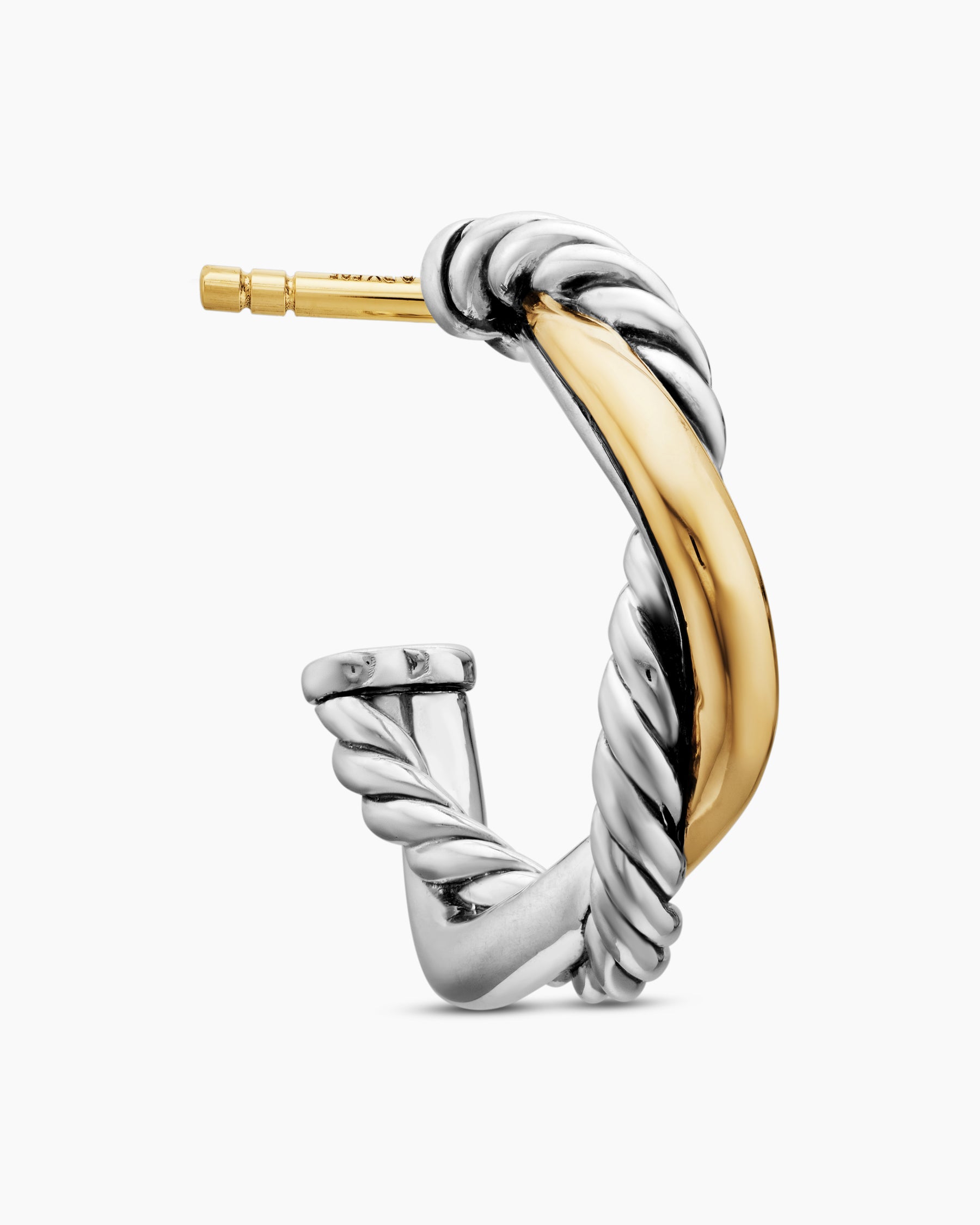 Petite Infinity Huggie Hoop Earrings in Sterling Silver with 14K Yellow Gold, 3mm - Image 5