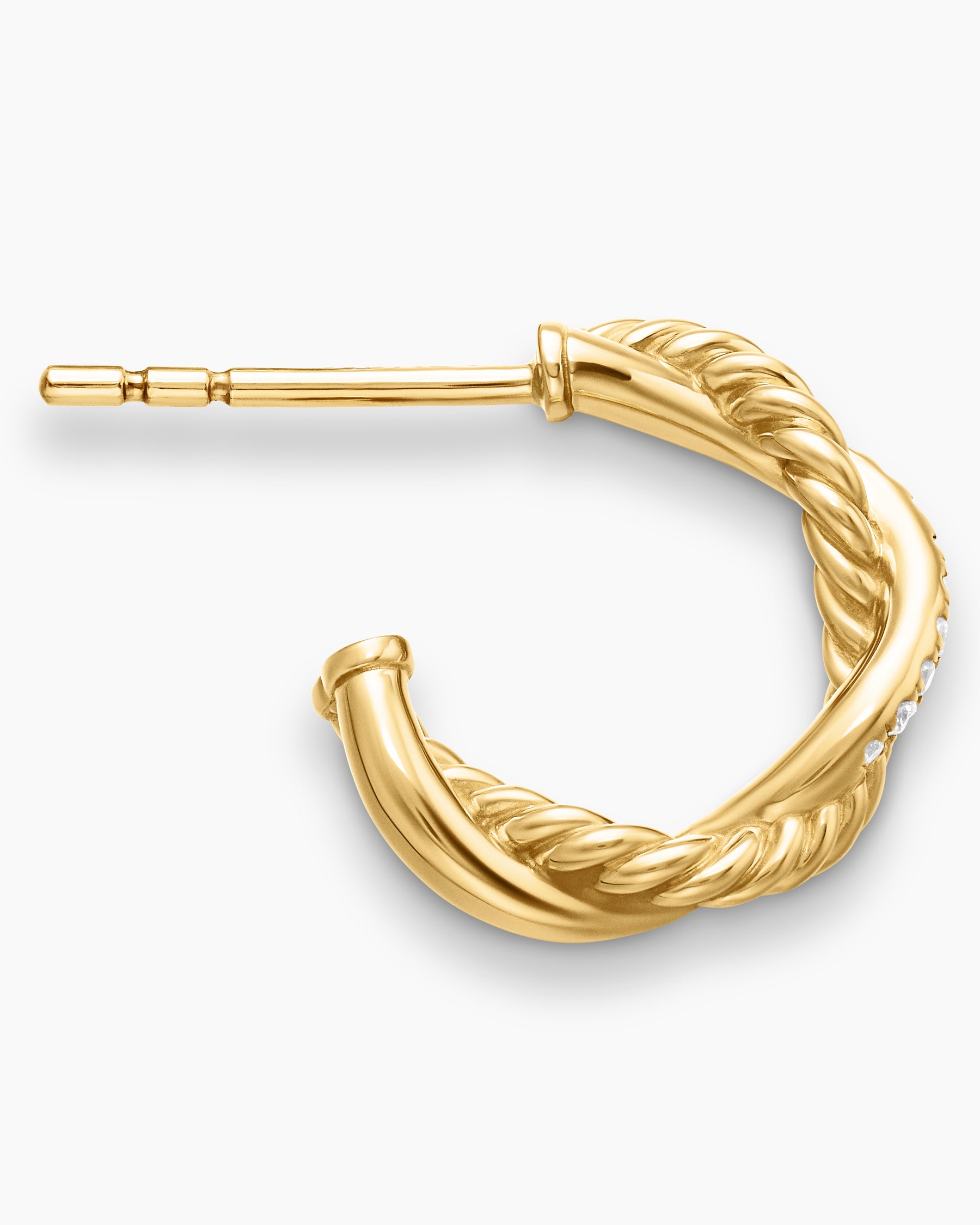 Petite Infinity Huggie Hoop Earrings in 18K Yellow Gold with Diamonds, 3mm - Image 3
