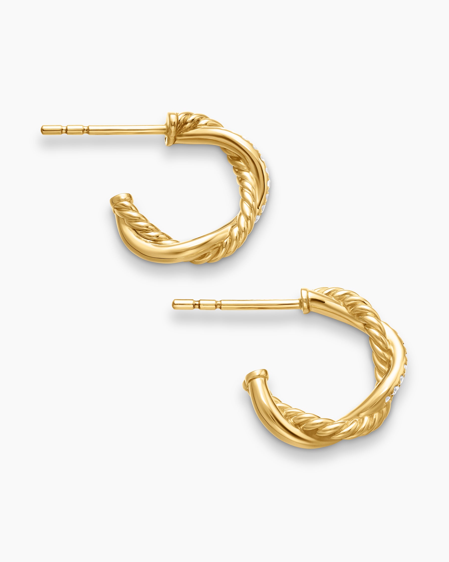 Petite Infinity Huggie Hoop Earrings in 18K Yellow Gold with Diamonds, 3mm - Image 4