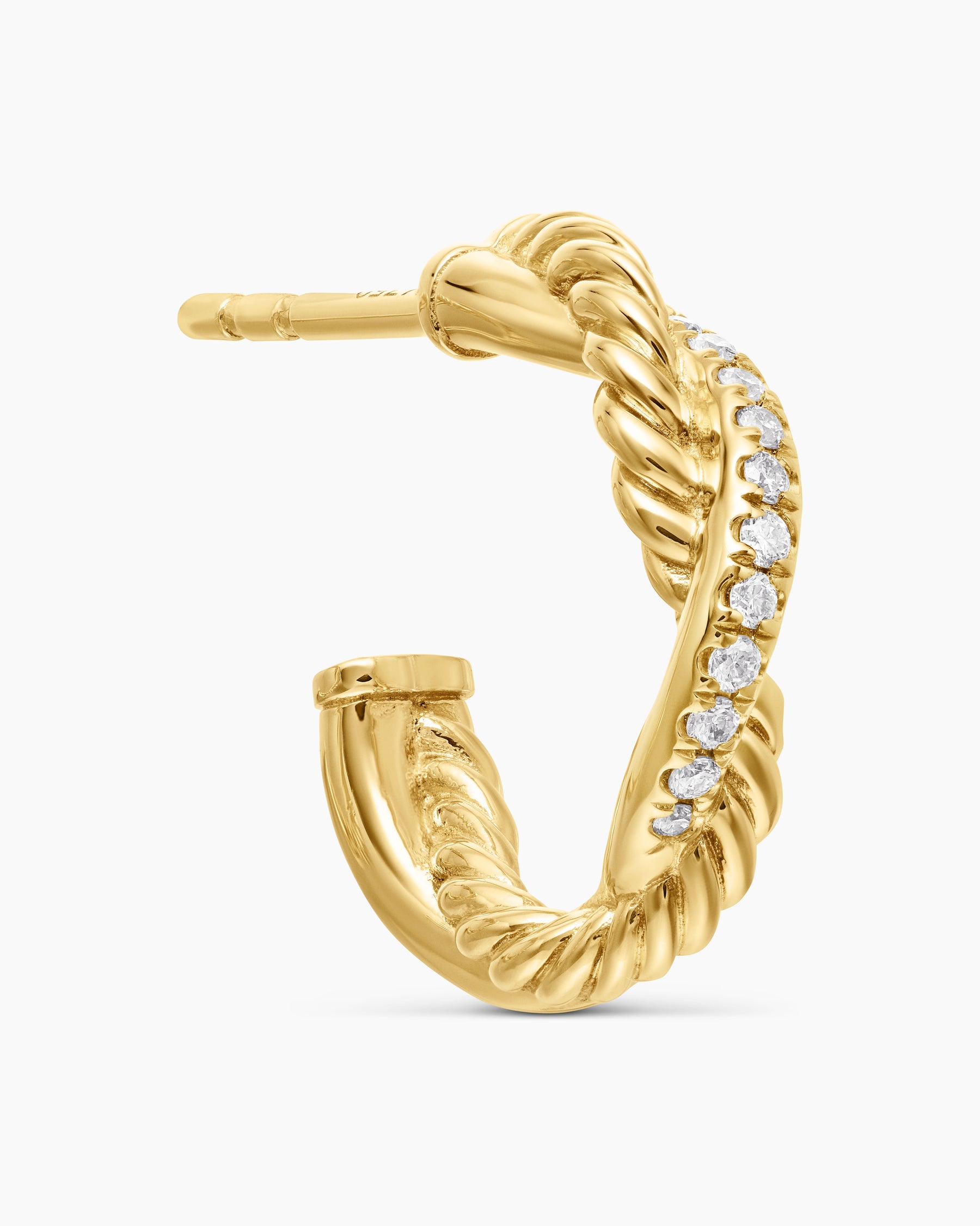Petite Infinity Huggie Hoop Earrings in 18K Yellow Gold with Diamonds, 3mm - Image 5