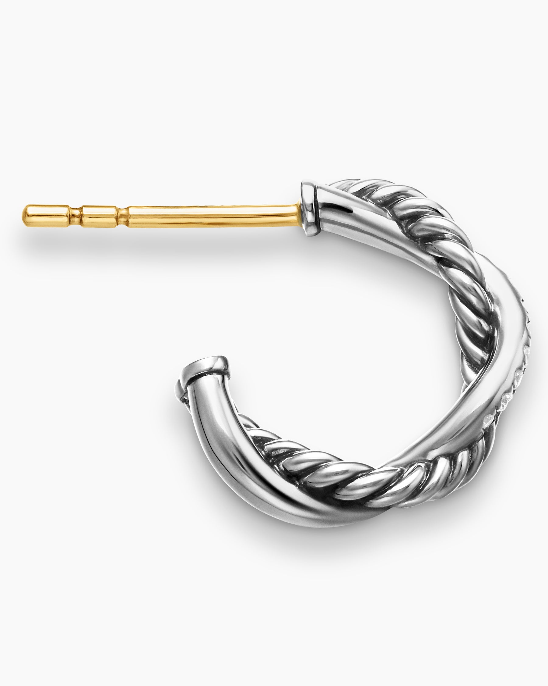 Petite Infinity Huggie Hoop Earrings in Sterling Silver with Diamonds, 3mm - Image 3