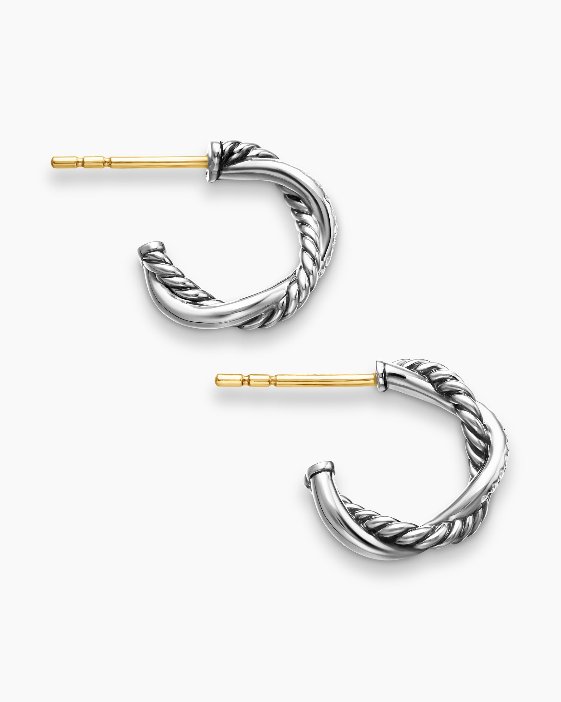 Petite Infinity Huggie Hoop Earrings in Sterling Silver with Diamonds, 3mm - Image 4