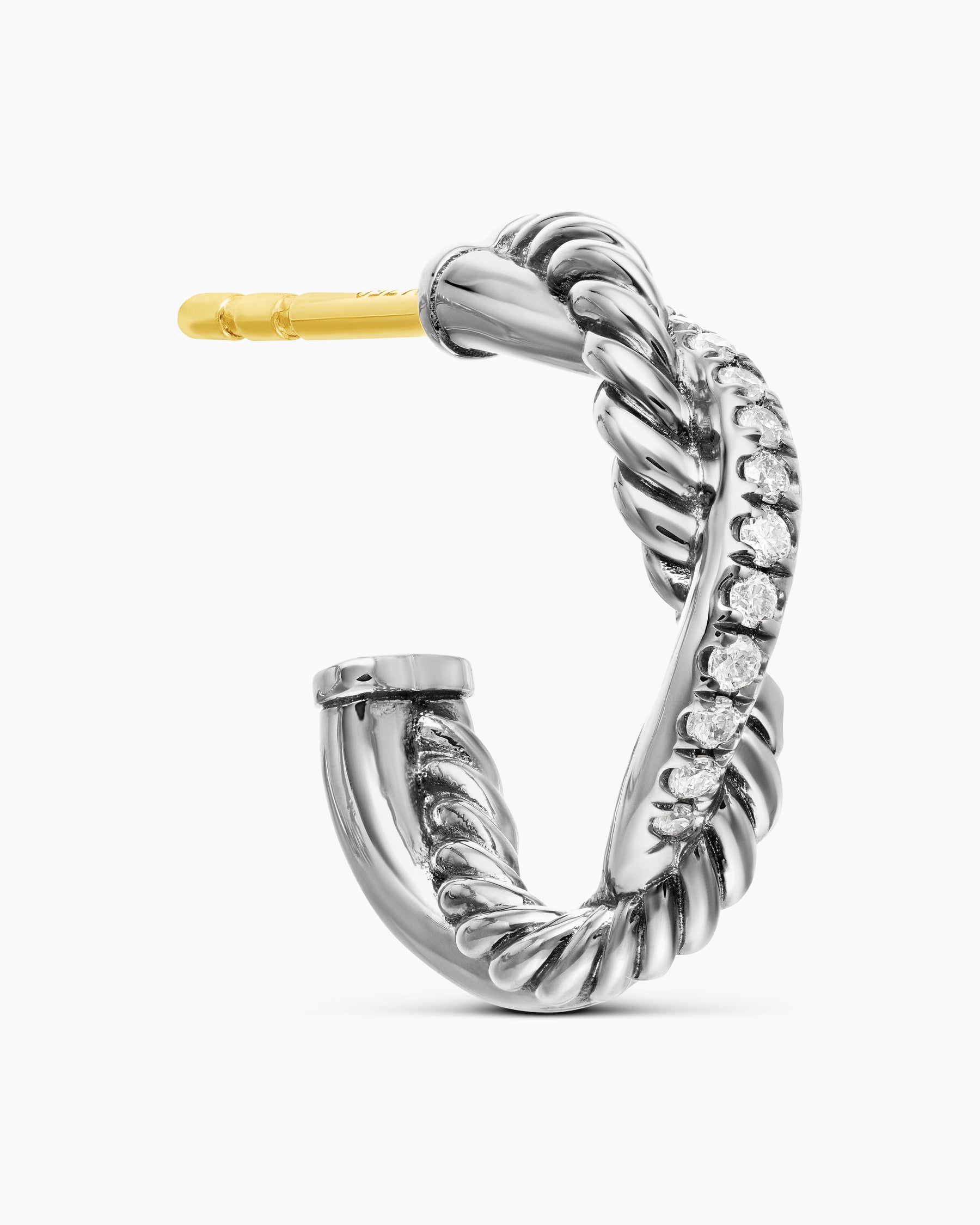Petite Infinity Huggie Hoop Earrings in Sterling Silver with Diamonds, 3mm - Image 5