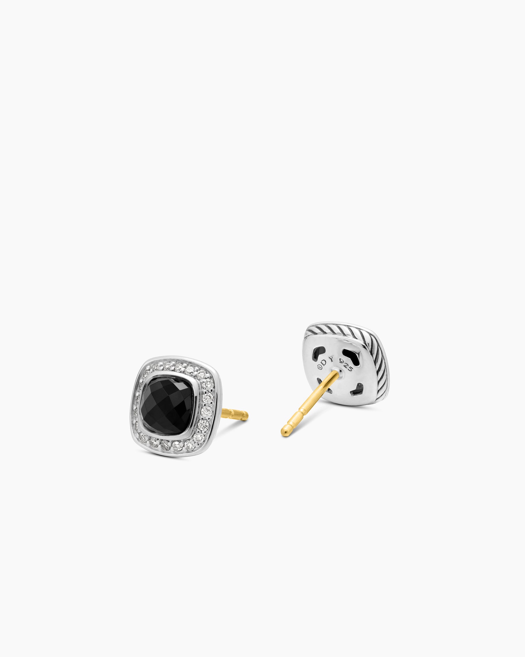 Petite Albion Stud Earrings in Sterling Silver with Black Onyx and Diamonds, 5mm - Image 3