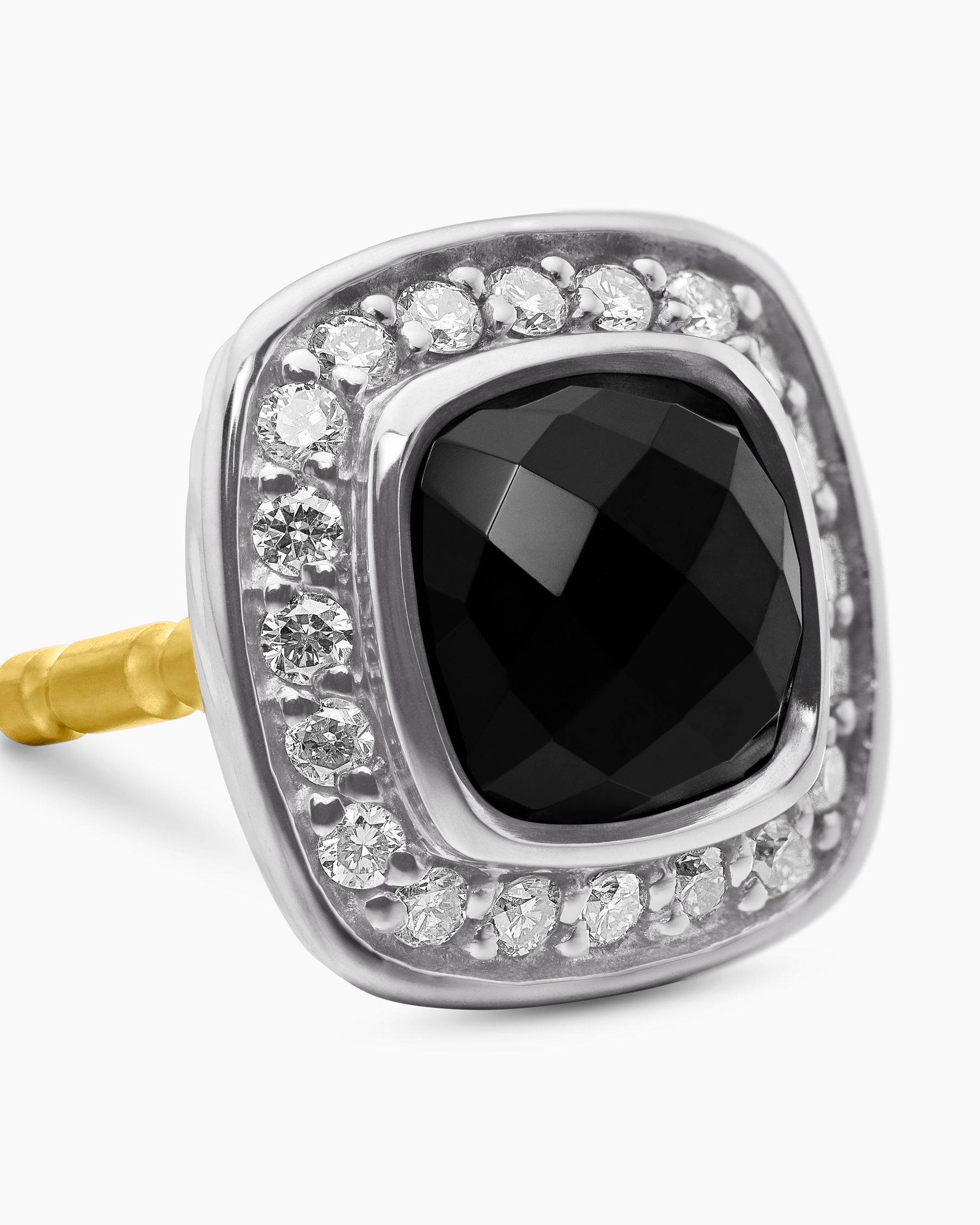 Petite Albion Stud Earrings in Sterling Silver with Black Onyx and Diamonds, 5mm - Image 4
