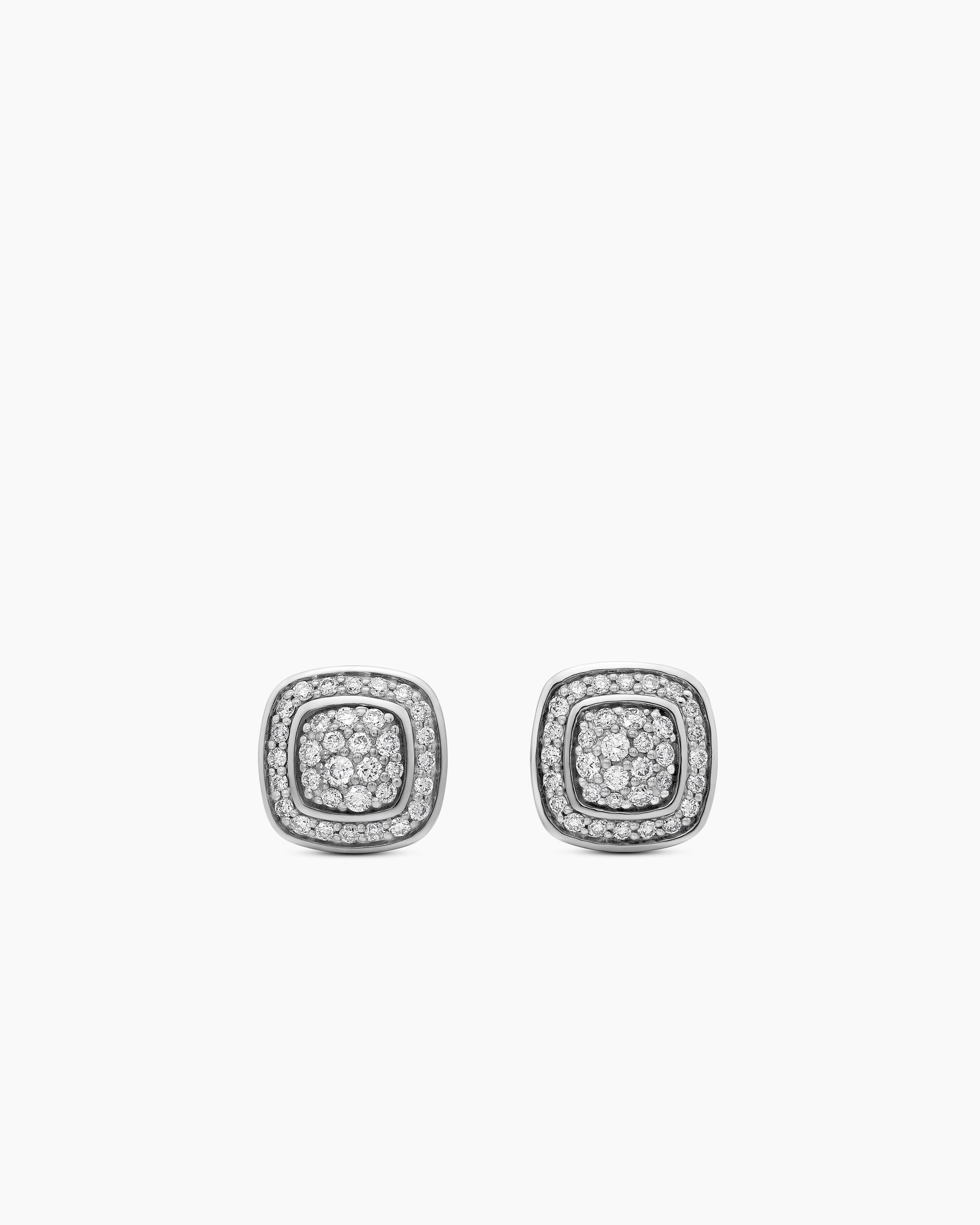 Petite Albion Stud Earrings in Sterling Silver with Pavé Diamonds, 5mm