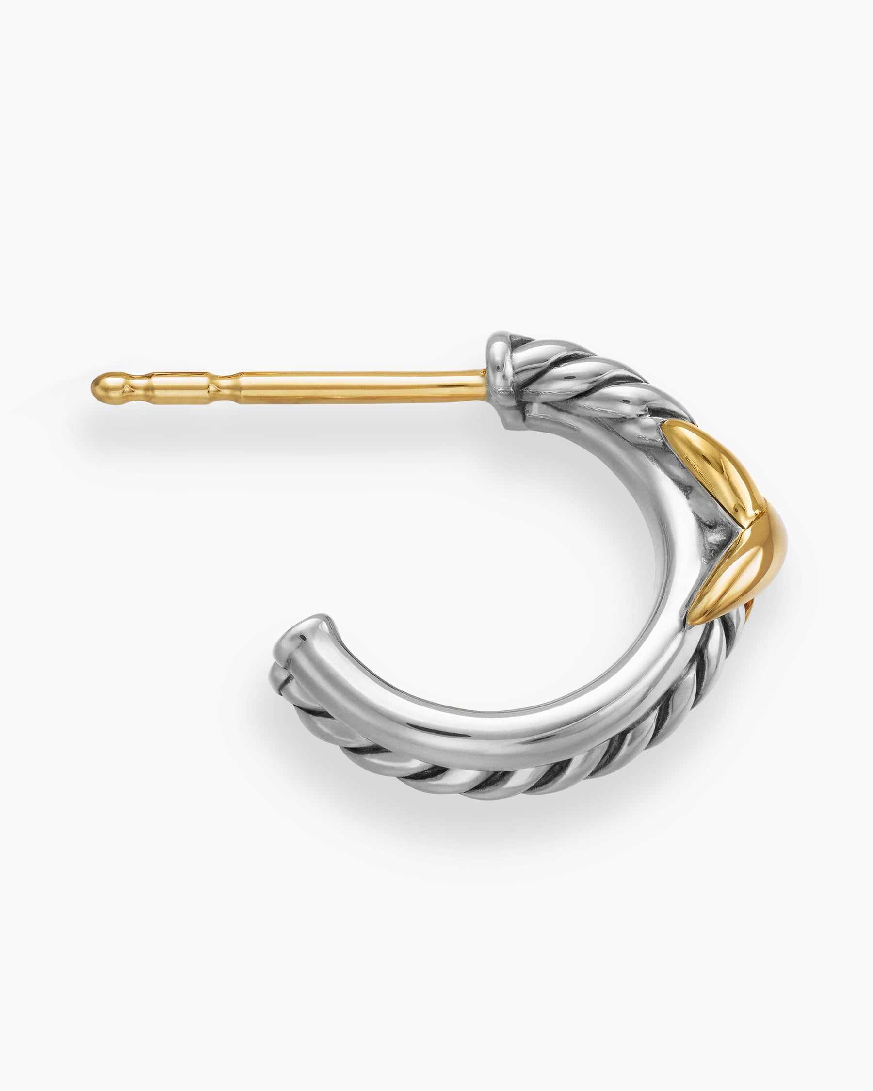 Petite X Hoop Earrings in Sterling Silver with 18K Yellow Gold, 12.6mm - Image 3