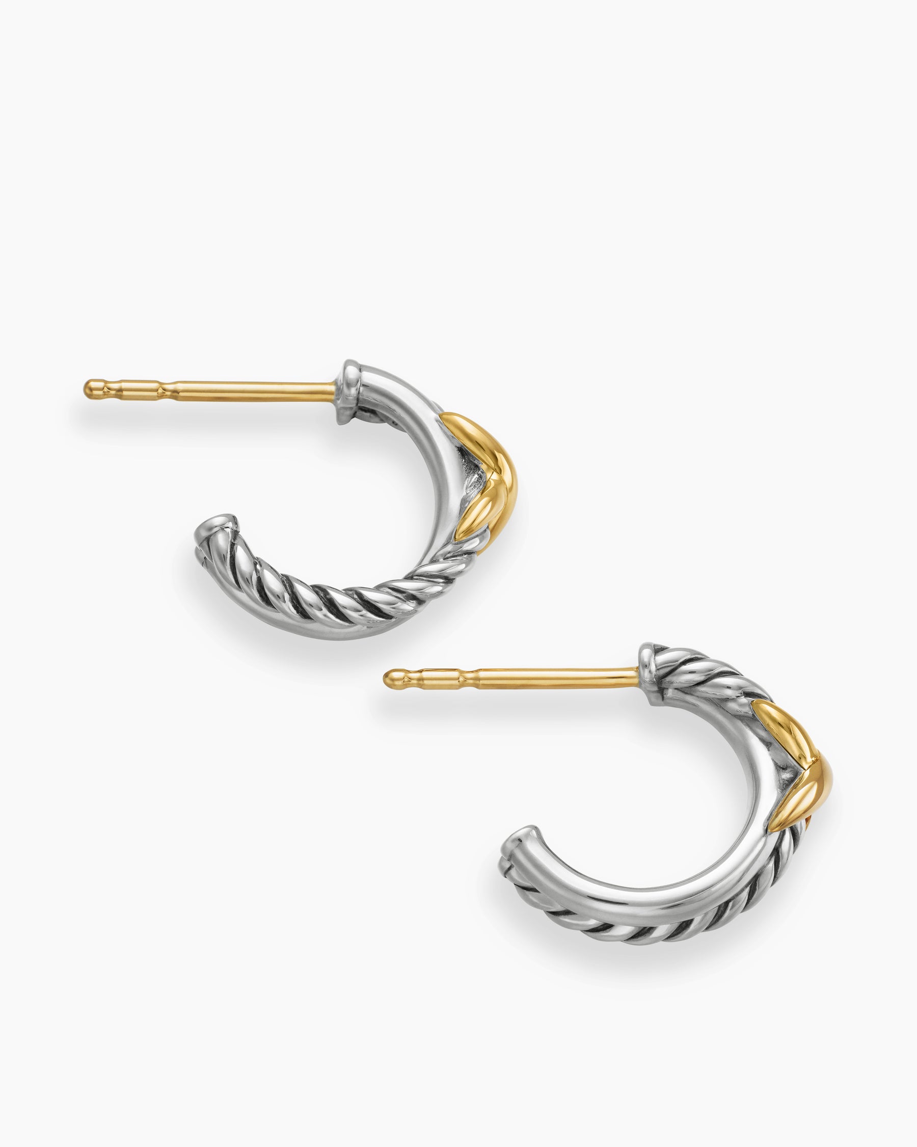 Petite X Hoop Earrings in Sterling Silver with 18K Yellow Gold, 12.6mm - Image 4