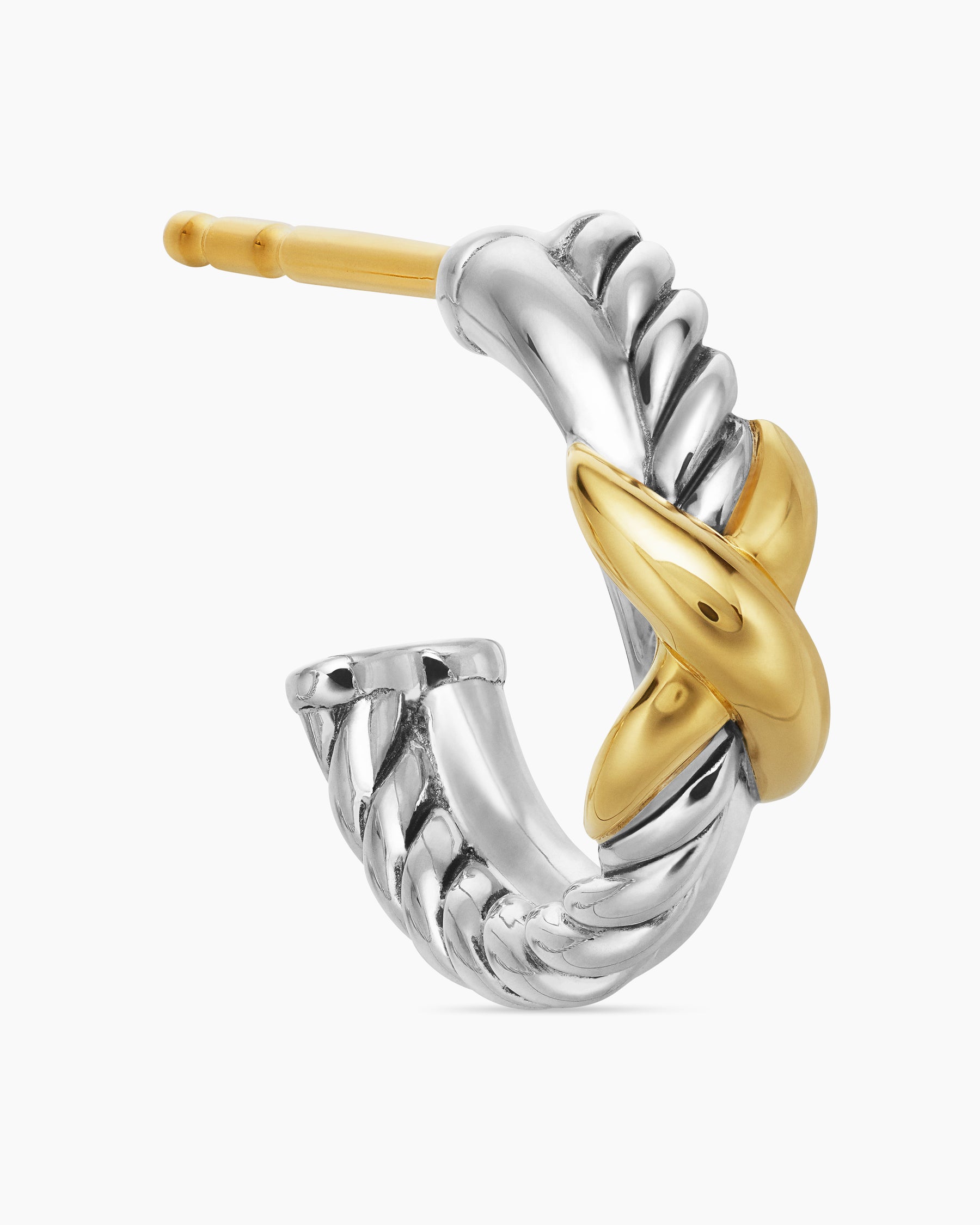 Petite X Hoop Earrings in Sterling Silver with 18K Yellow Gold, 12.6mm - Image 5