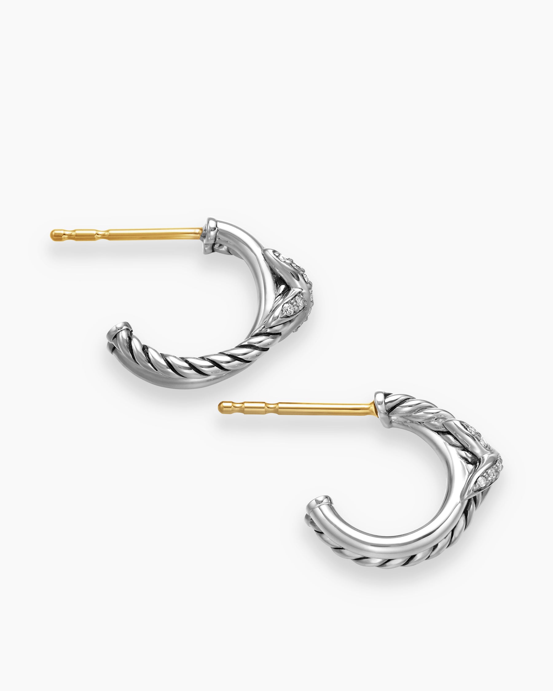 Petite X Hoop Earrings in Sterling Silver with Pavé Diamonds, 12.6mm - Image 4