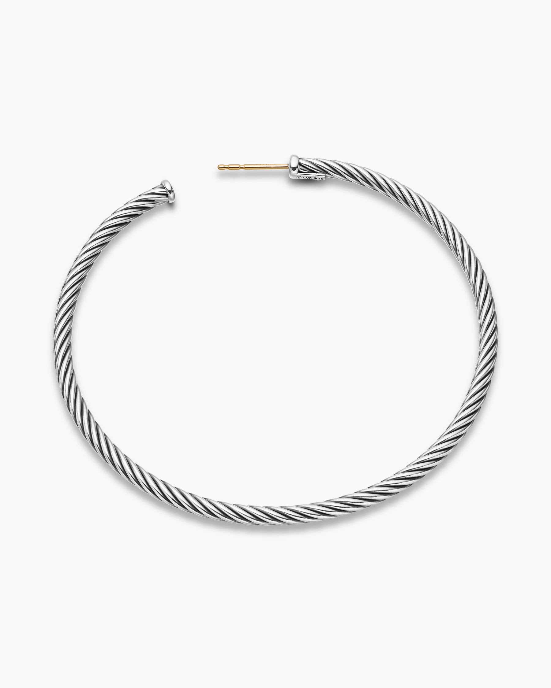 Cable Hoop Earrings in Sterling Silver, 2.5in - Image 3
