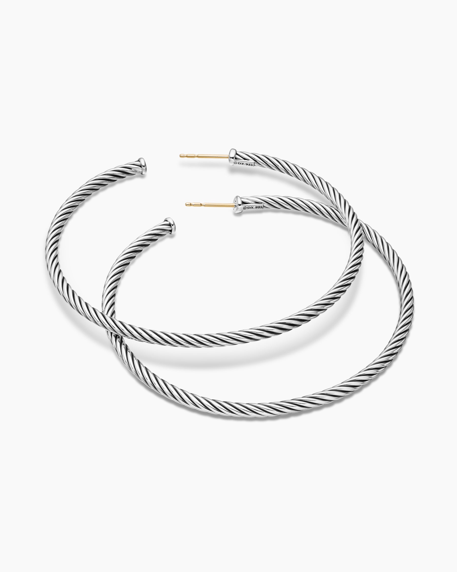 Cable Hoop Earrings in Sterling Silver, 2.5in - Image 4