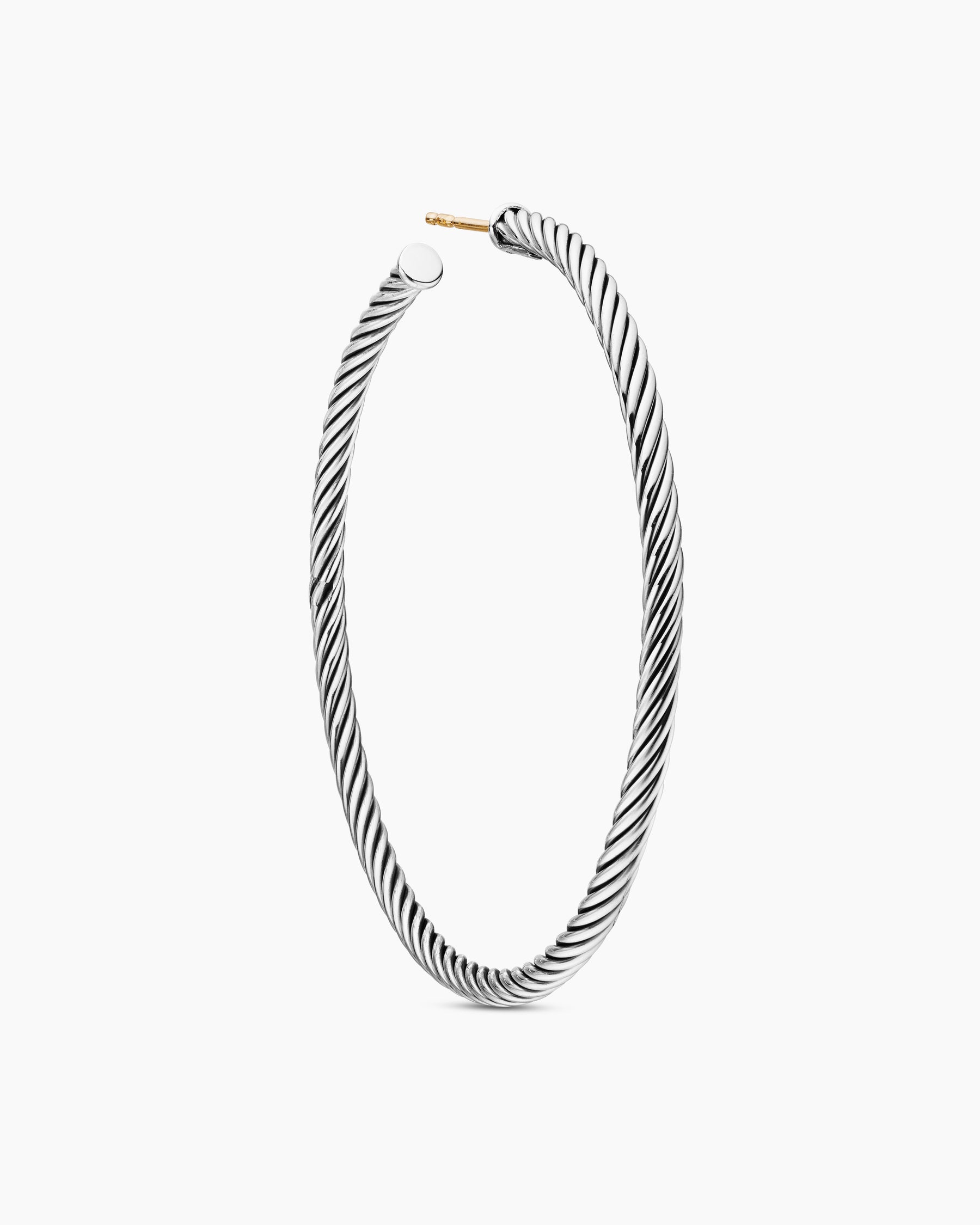 Cable Hoop Earrings in Sterling Silver, 2.5in - Image 5