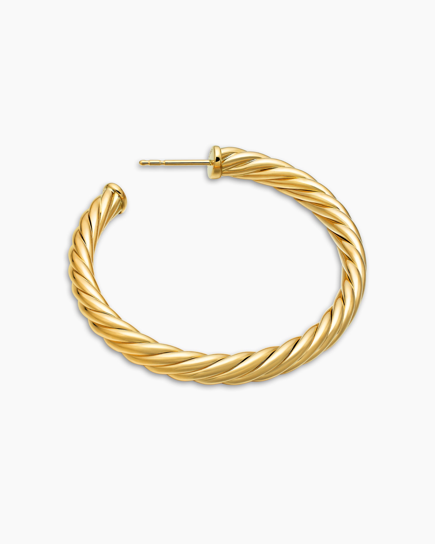 Sculpted Cable Hoop Earrings in 18K Yellow Gold, 1.75in - Image 3