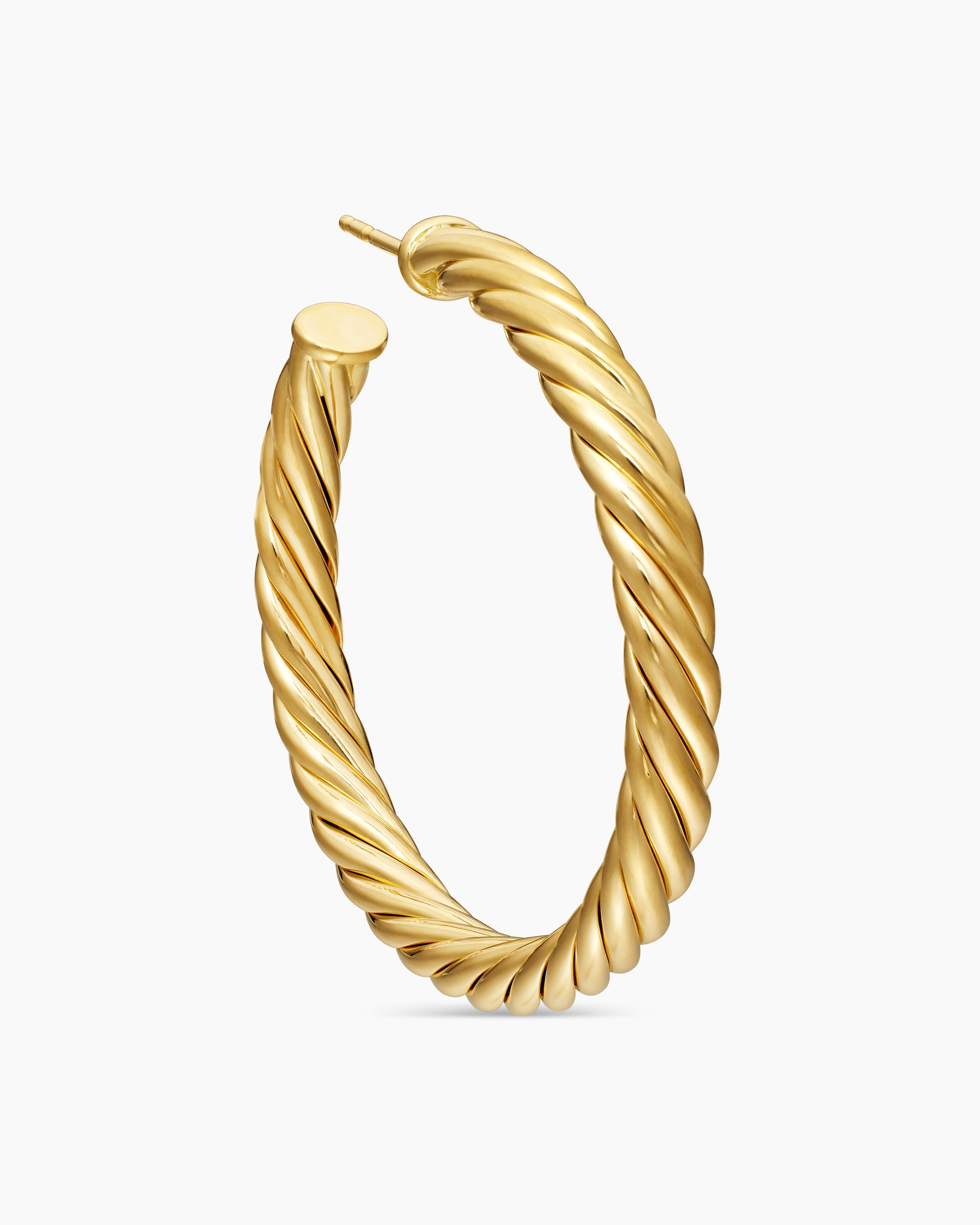 Sculpted Cable Hoop Earrings in 18K Yellow Gold, 1.75in - Image 5