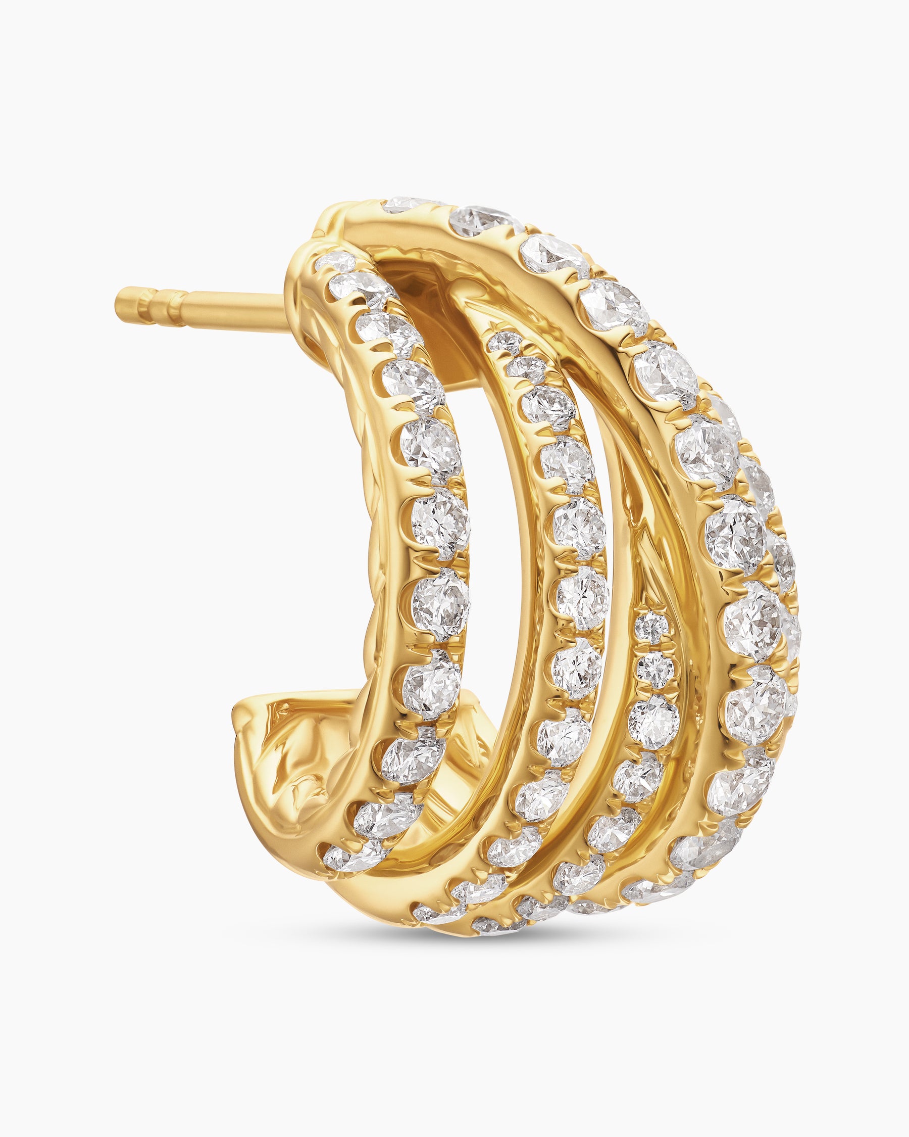 Pavé Crossover Shrimp Earrings in 18K Yellow Gold with Diamonds, 15.8mm - Image 5