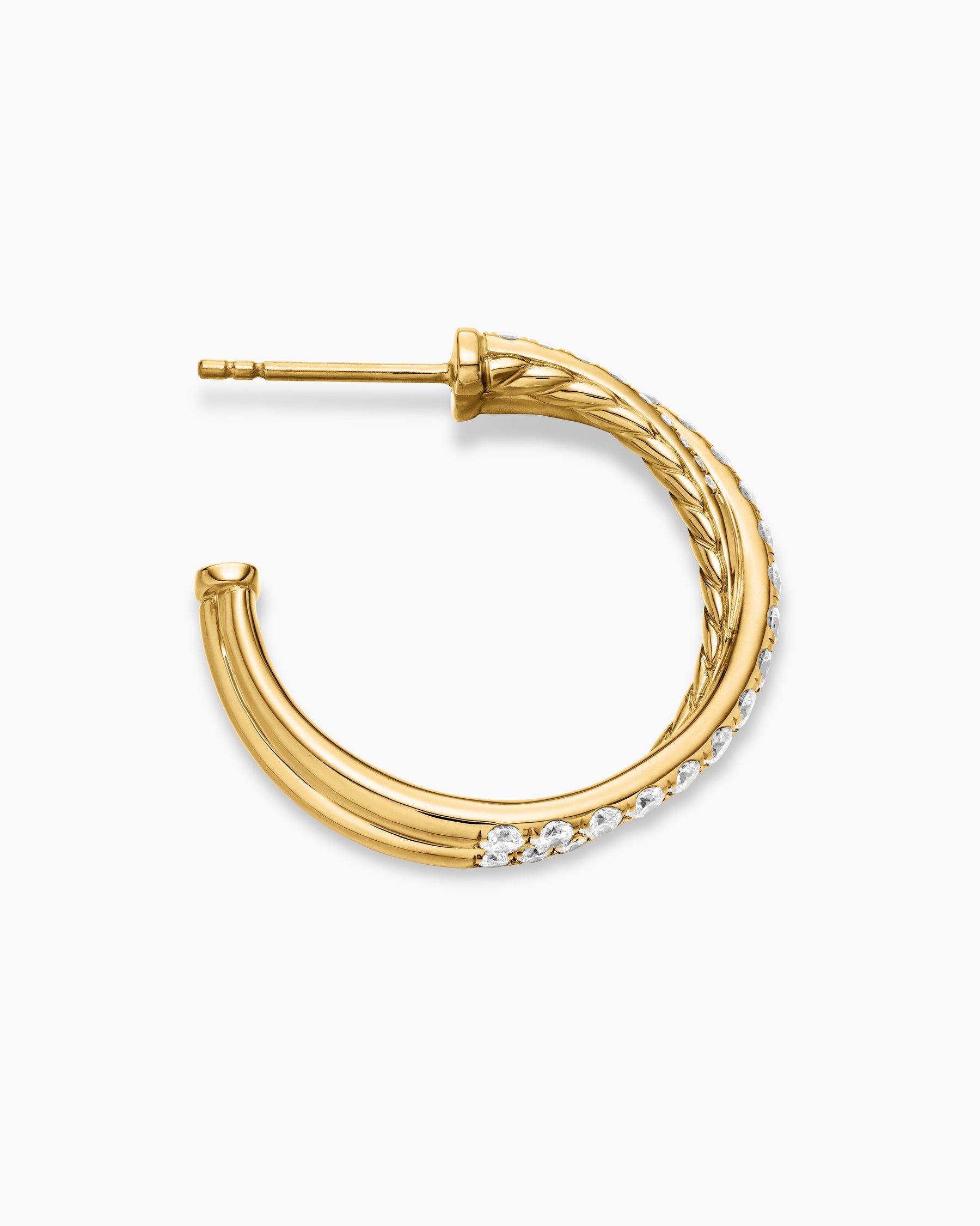 Pavé Crossover Hoop Earrings in 18K Yellow Gold with Diamonds, 24mm - Image 3