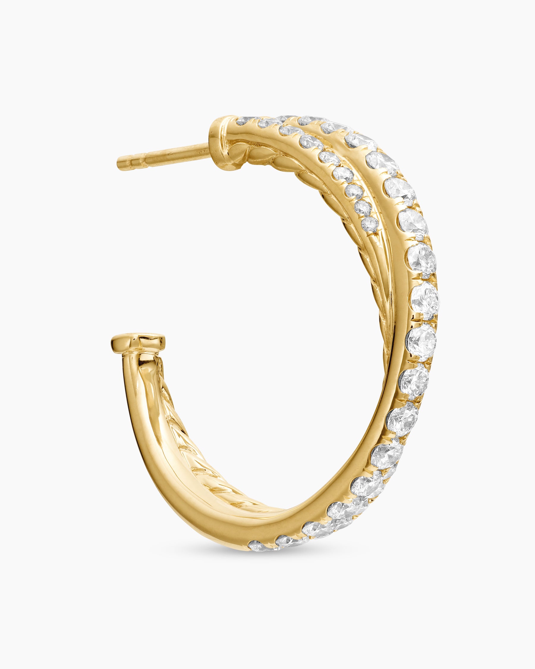 Pavé Crossover Hoop Earrings in 18K Yellow Gold with Diamonds, 24mm - Image 5