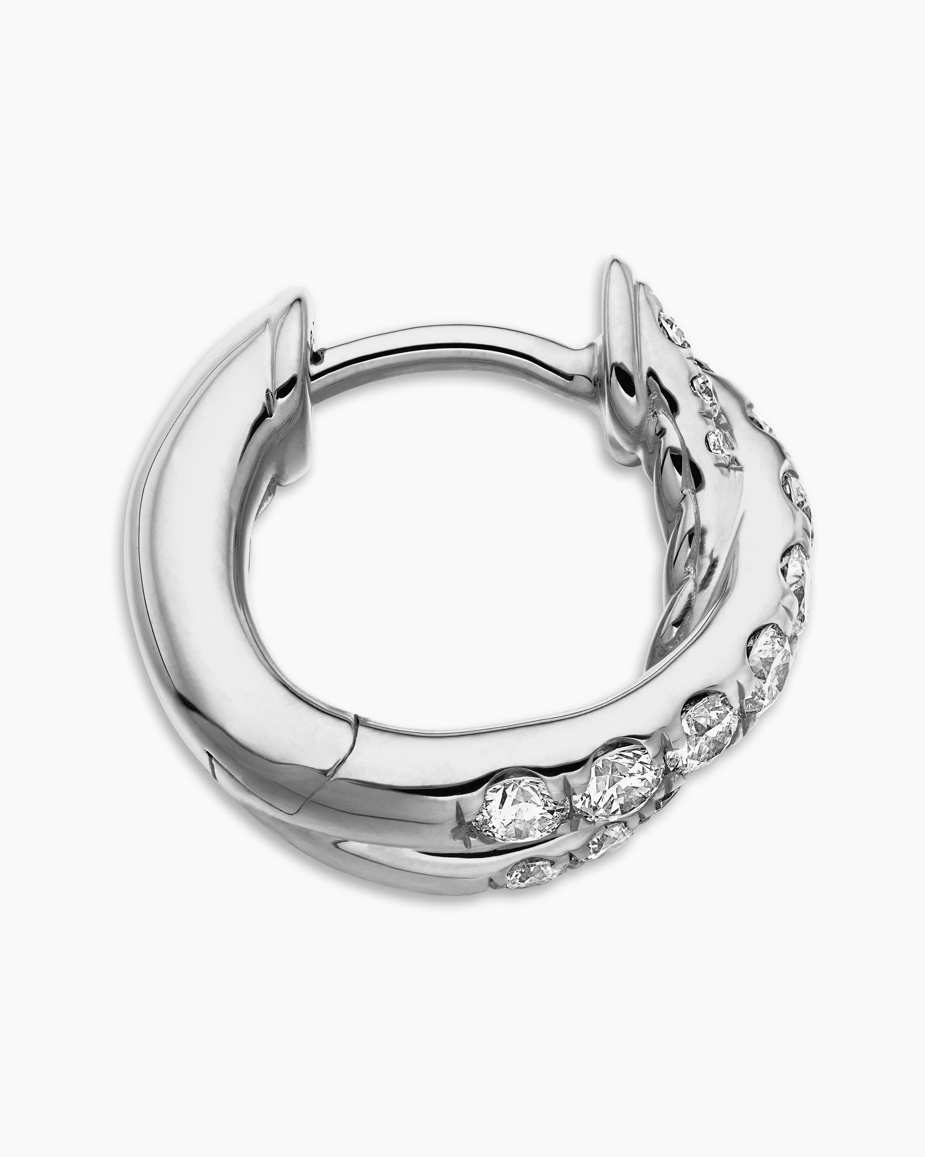 Pavé Crossover Hoop Earrings in 18K White Gold with Diamonds, 12mm - Image 3