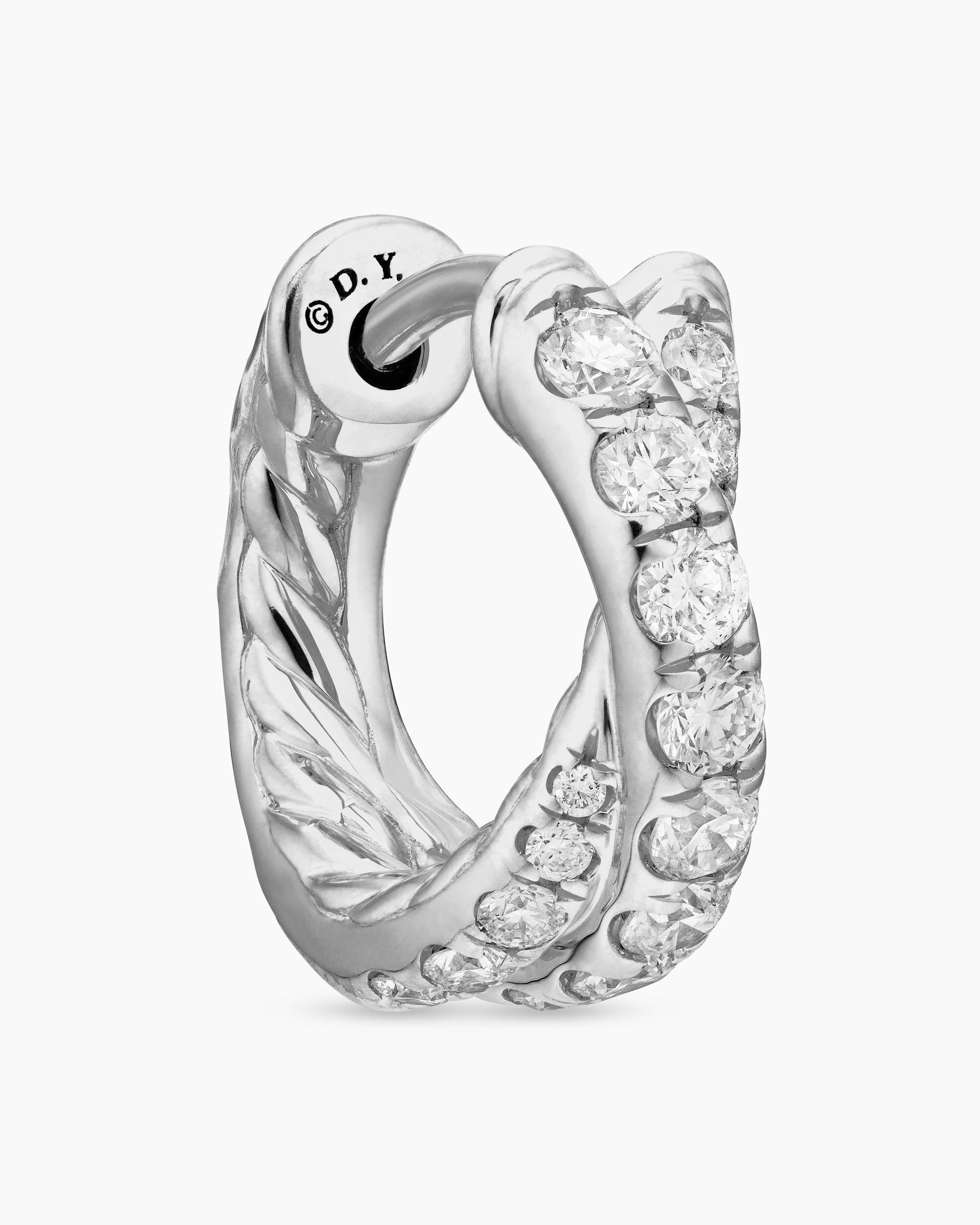 Pavé Crossover Hoop Earrings in 18K White Gold with Diamonds, 12mm - Image 5