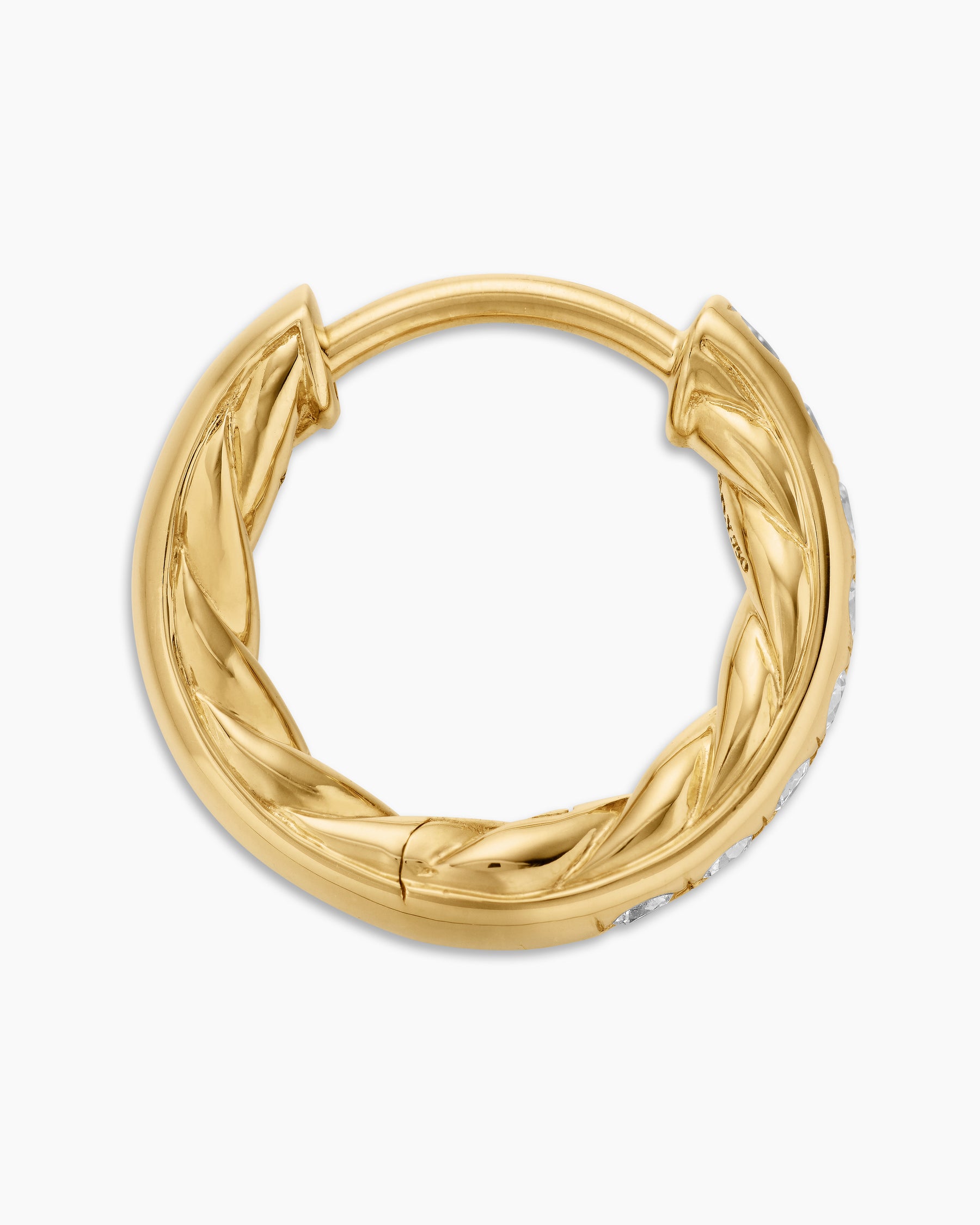 Pavé Huggie Hoop Earrings in 18K Yellow Gold with Diamonds, 13mm - Image 3