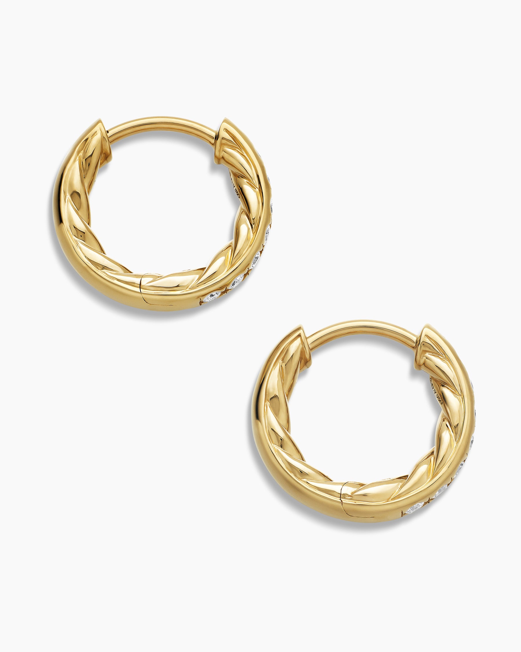 Pavé Huggie Hoop Earrings in 18K Yellow Gold with Diamonds, 13mm - Image 4