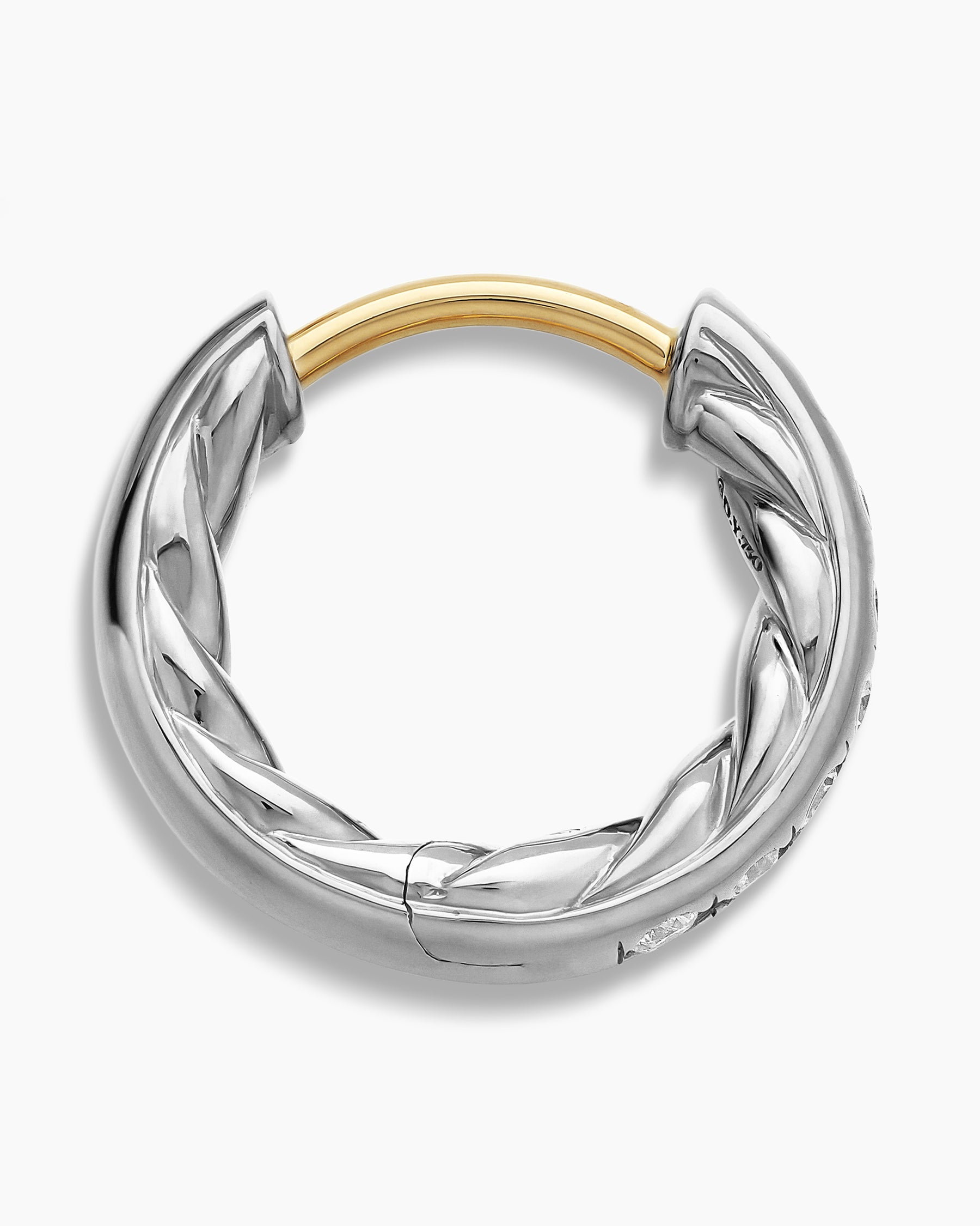 Pavé Huggie Hoop Earrings in Sterling Silver with Diamonds, 13mm - Image 3