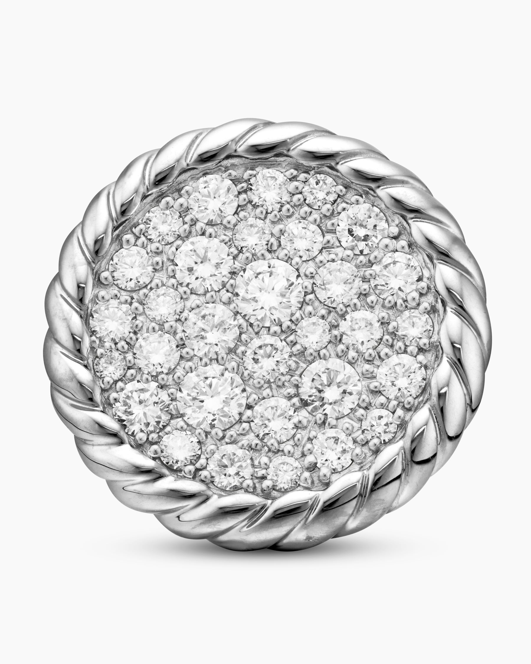 DY Elements Button Stud Earrings in Sterling Silver with Diamonds, 13.6mm - Image 4