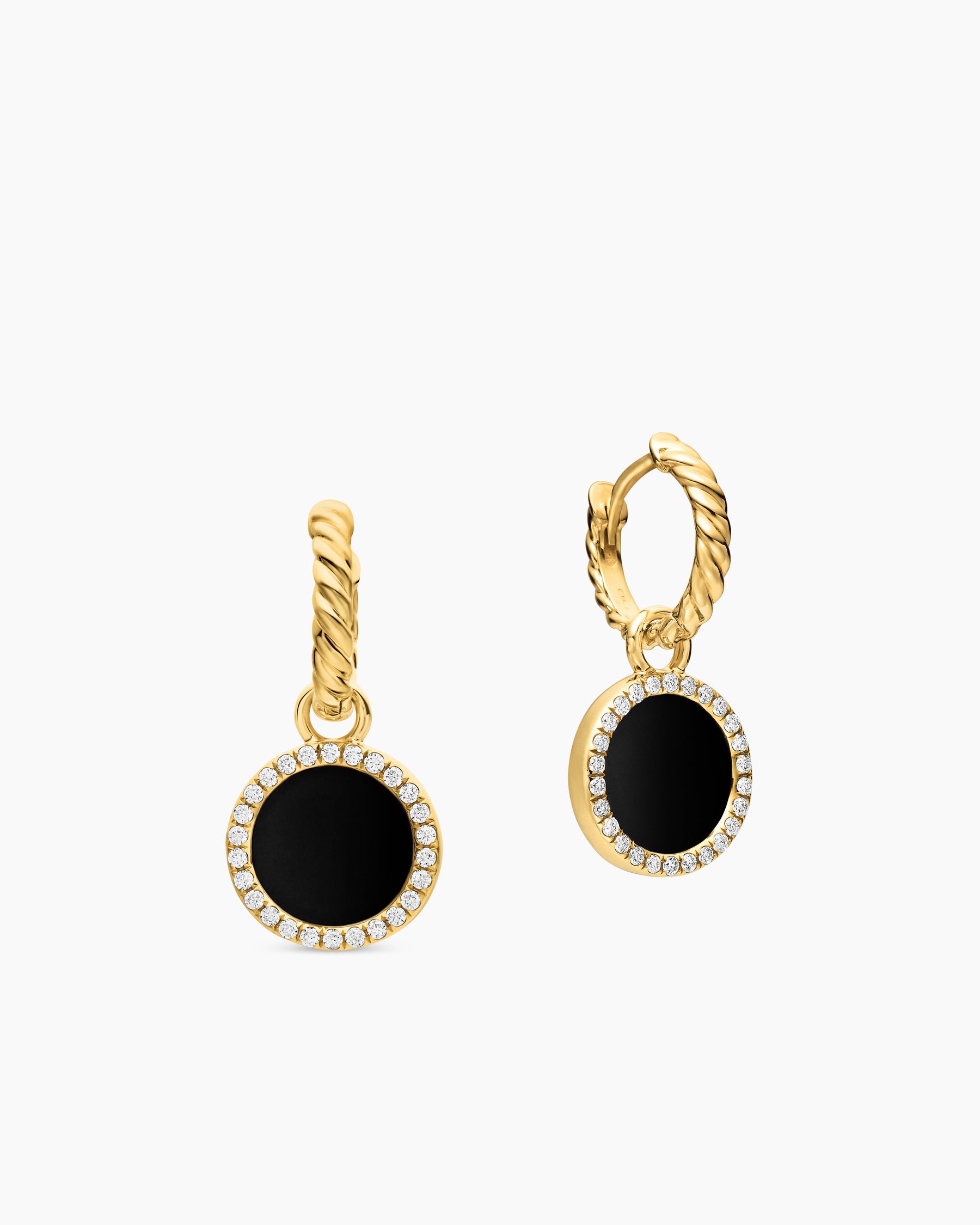 Petite DY Elements Drop Earrings in 18K Yellow Gold with Black Onyx and Diamonds, 22.6mm - Image 3