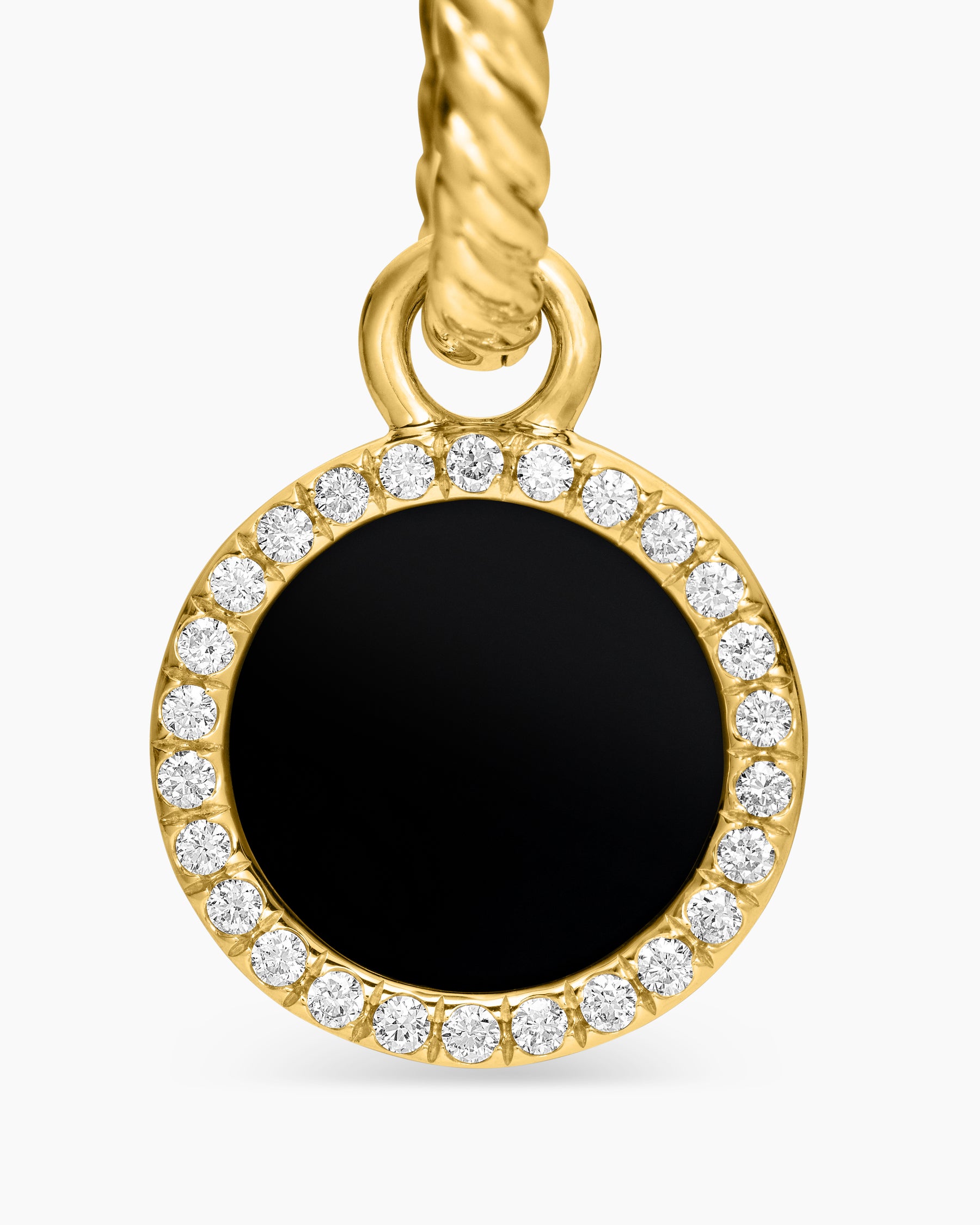 Petite DY Elements Drop Earrings in 18K Yellow Gold with Black Onyx and Diamonds, 22.6mm - Image 4