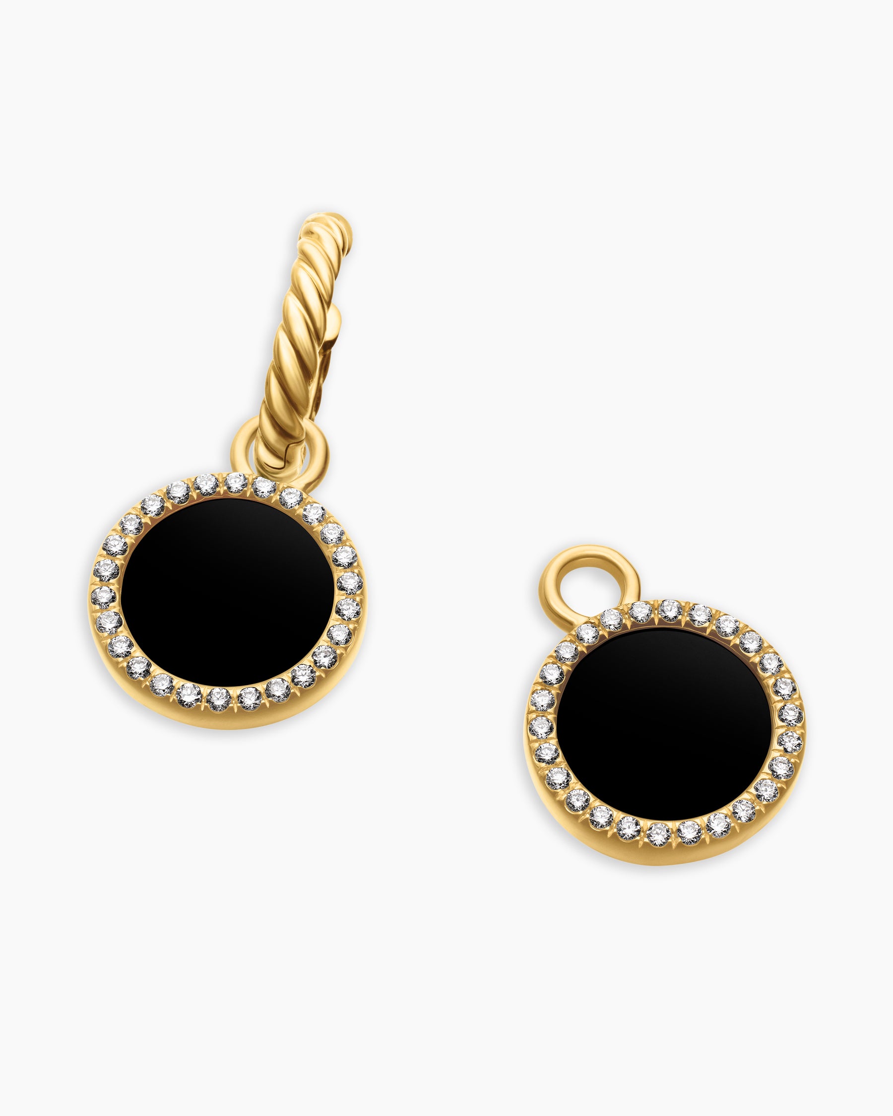Petite DY Elements Drop Earrings in 18K Yellow Gold with Black Onyx and Diamonds, 22.6mm - Image 5