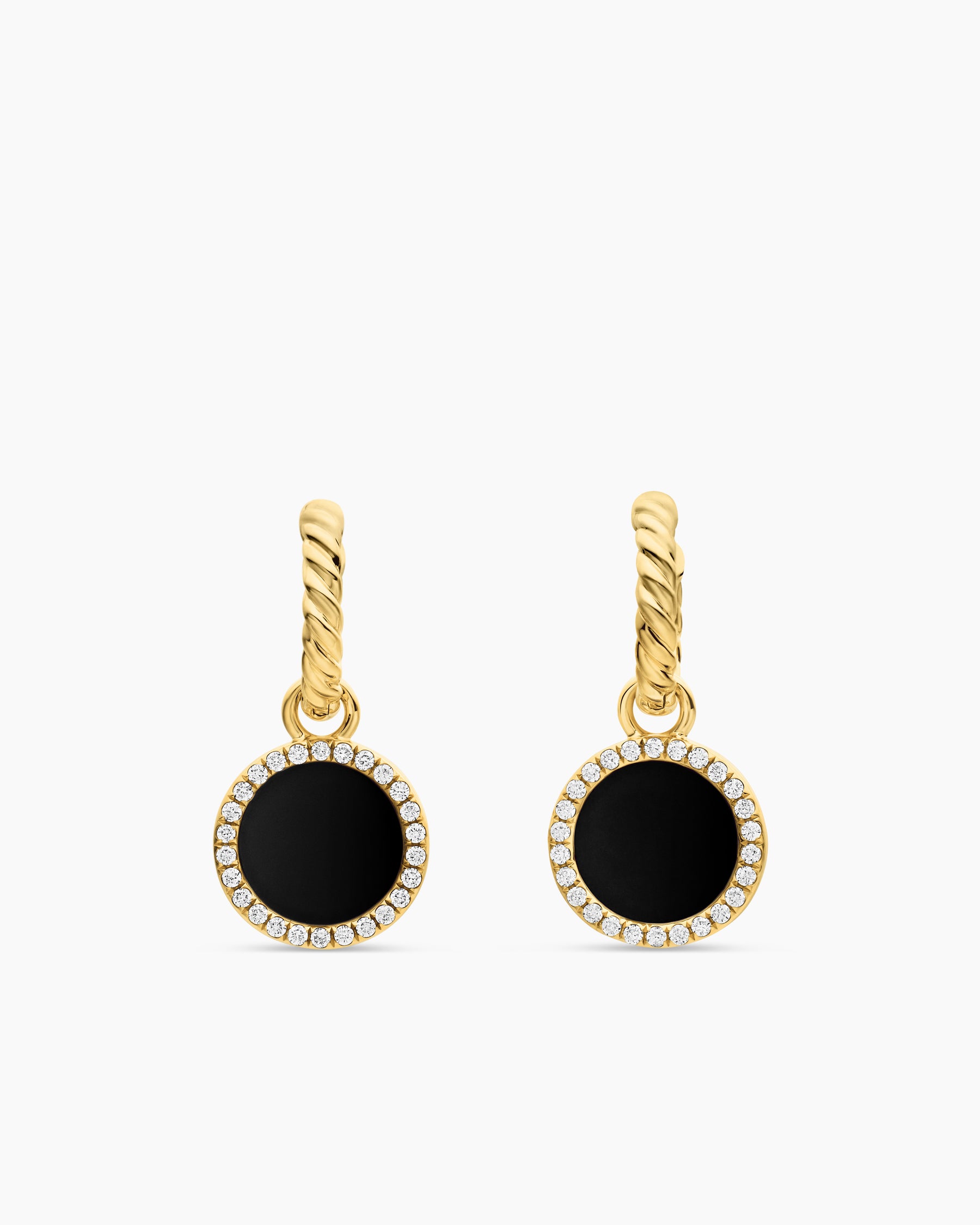 Petite DY Elements Drop Earrings in 18K Yellow Gold with Black Onyx and Diamonds, 22.6mm
