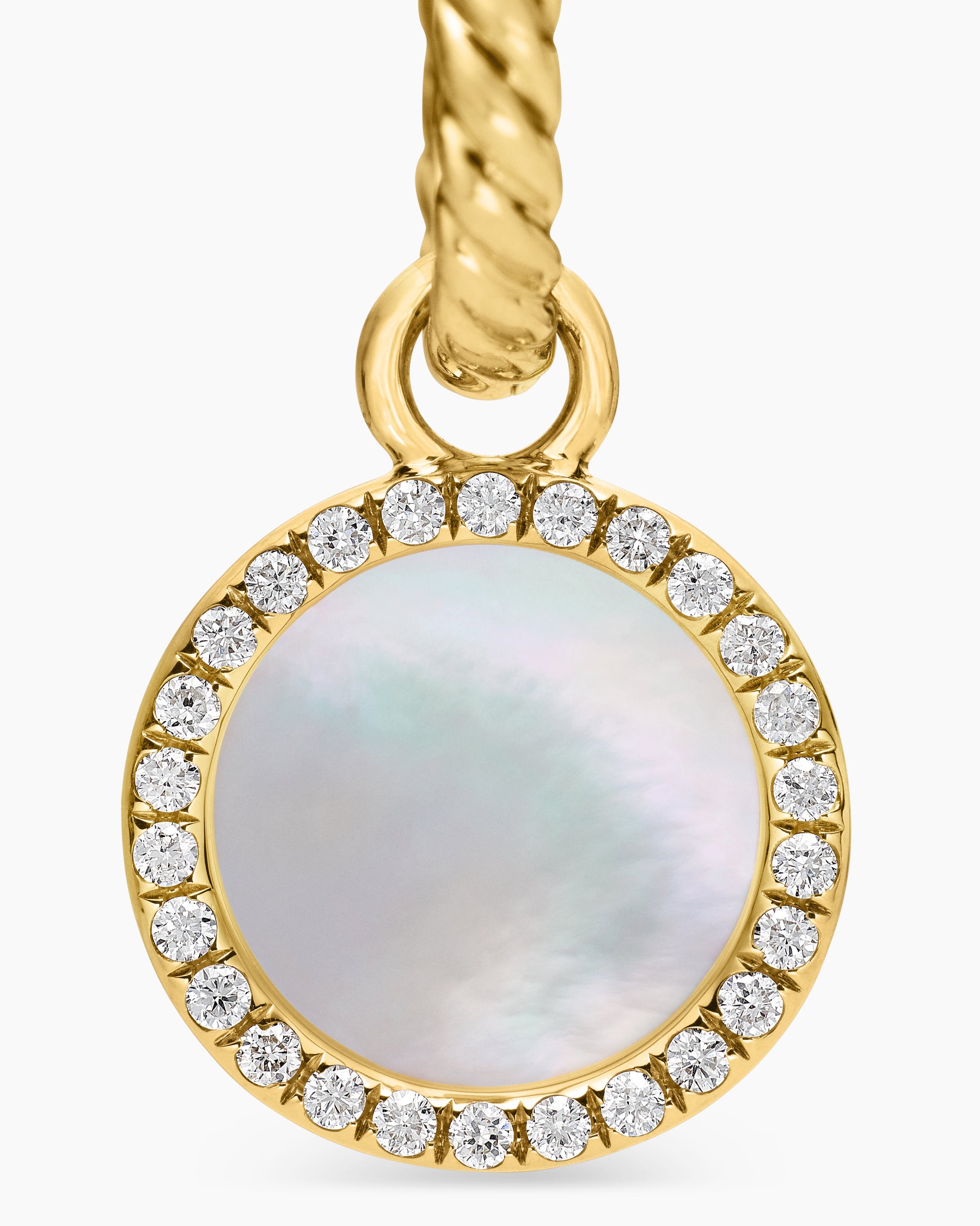 Petite DY Elements Drop Earrings in 18K Yellow Gold with Mother of Pearl and Diamonds, 22.6mm - Image 4