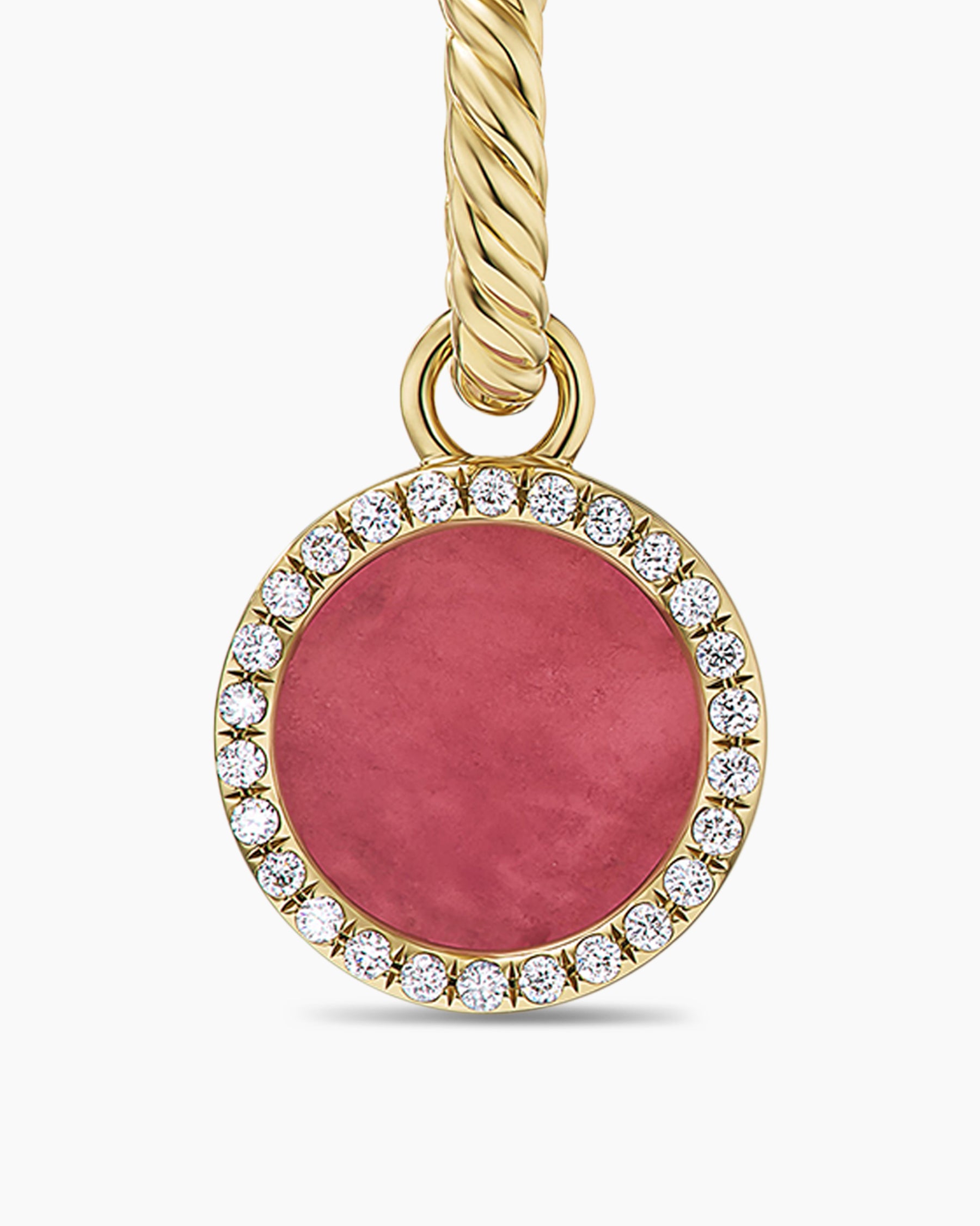 Petite DY Elements Drop Earrings in 18K Yellow Gold with Rhodonite and Diamonds, 22.6mm - Image 4