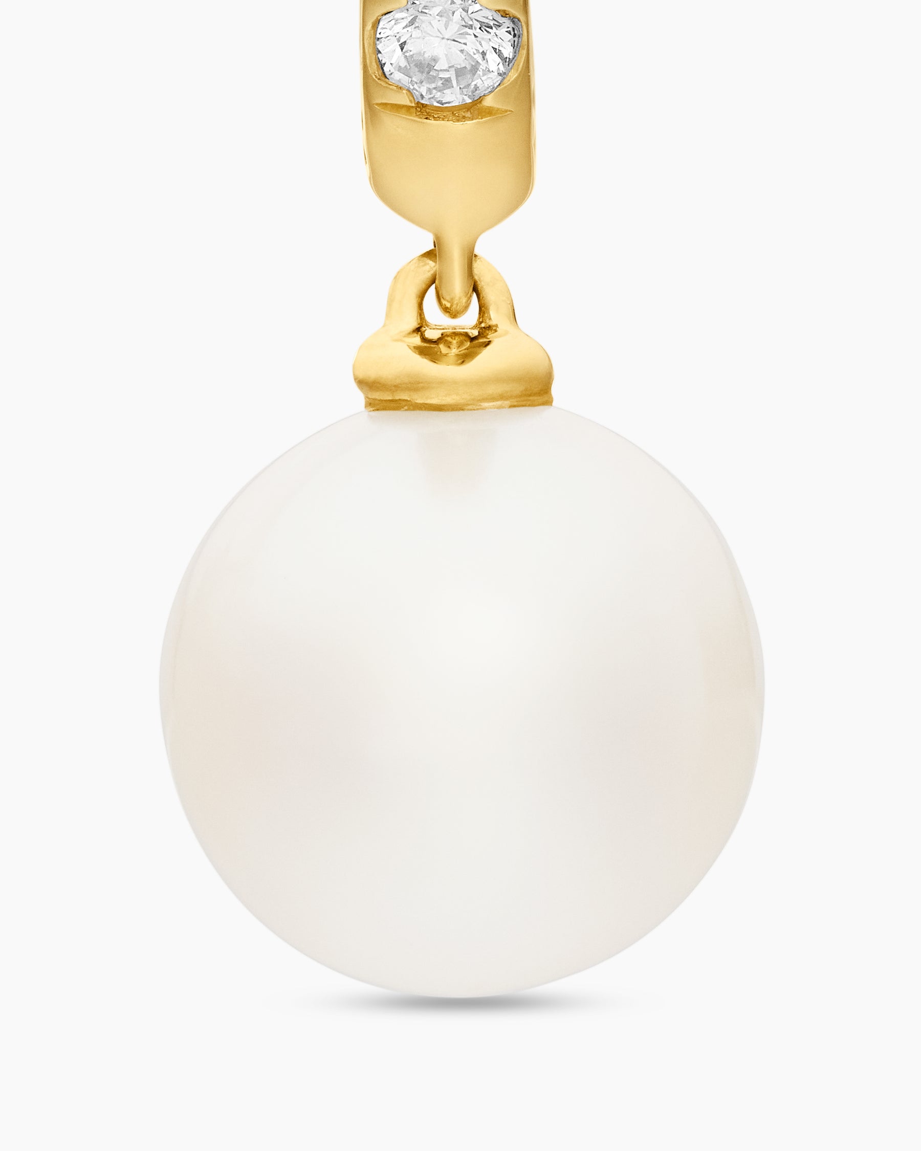 Pearl and Pavé Drop Earrings in 18K Yellow Gold with Pearls and Diamonds, 15.6mm - Image 4