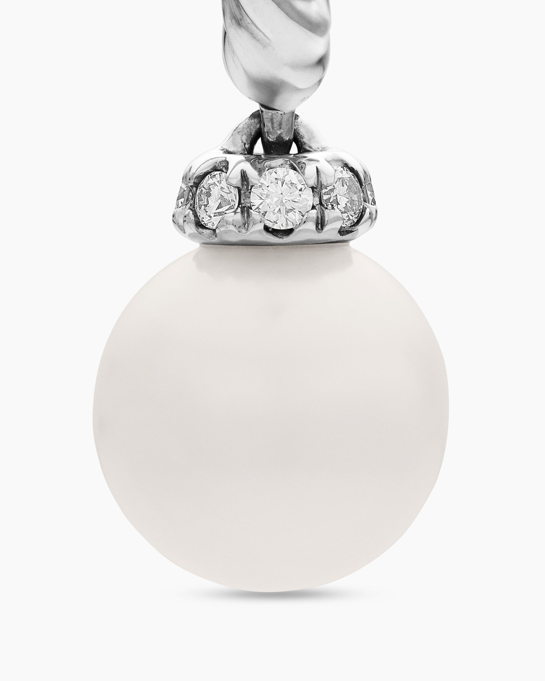 Pearl and Pavé Solari Drop Earrings in Sterling Silver with Pearls and Diamonds, 18.4mm - Image 4