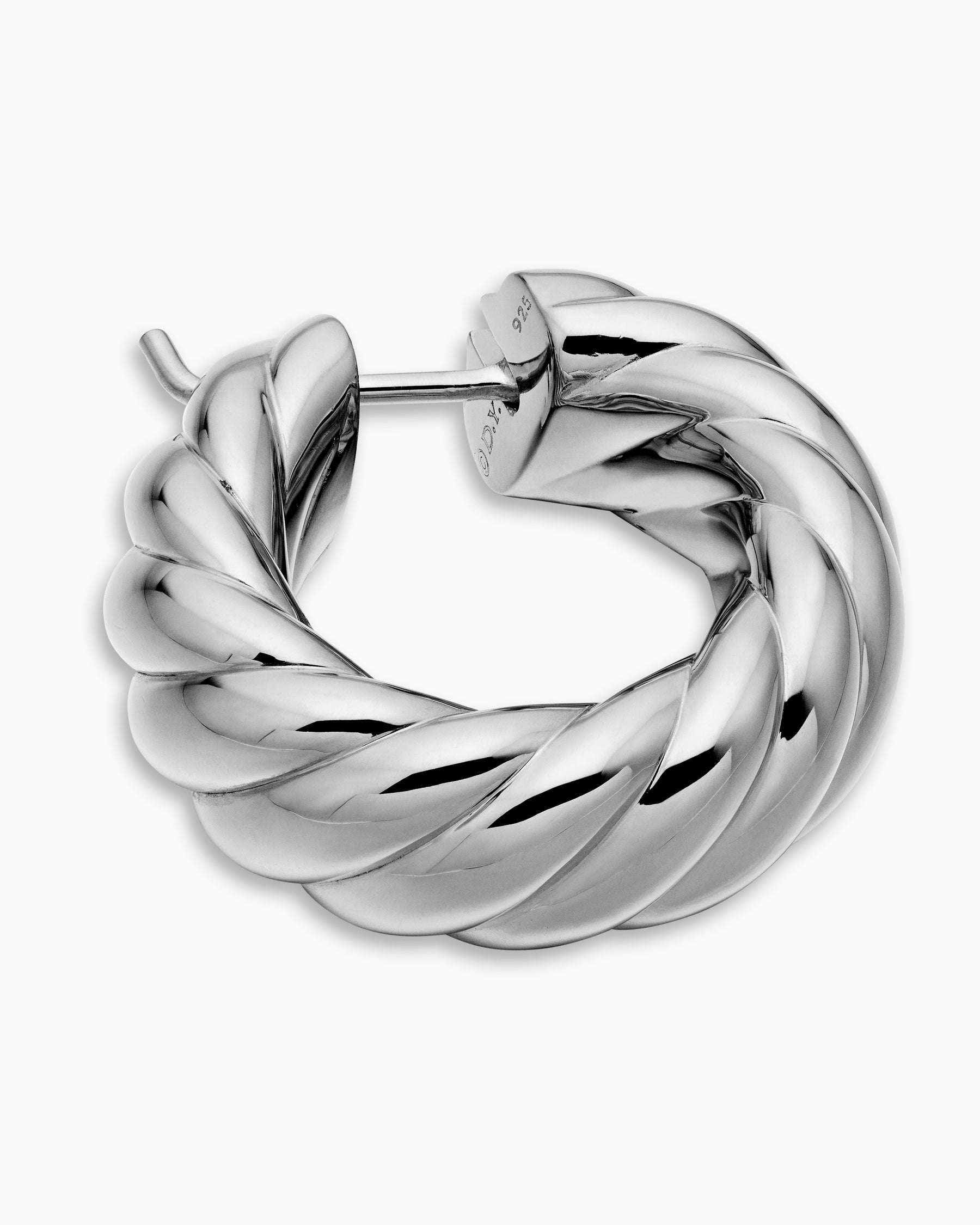 Sculpted Cable Hoop Earrings in Sterling Silver, 25mm - Image 3