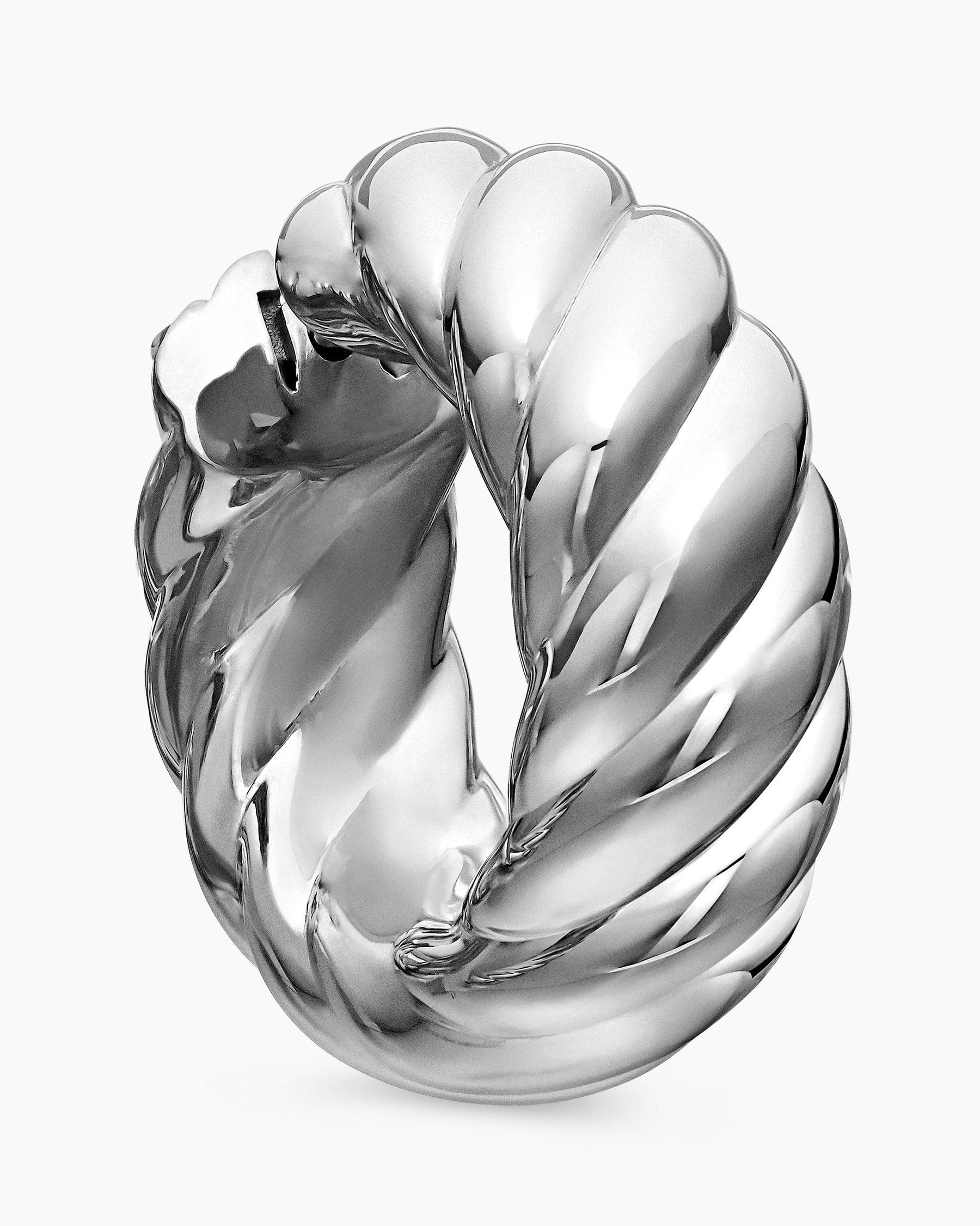 Sculpted Cable Hoop Earrings in Sterling Silver, 25mm - Image 5