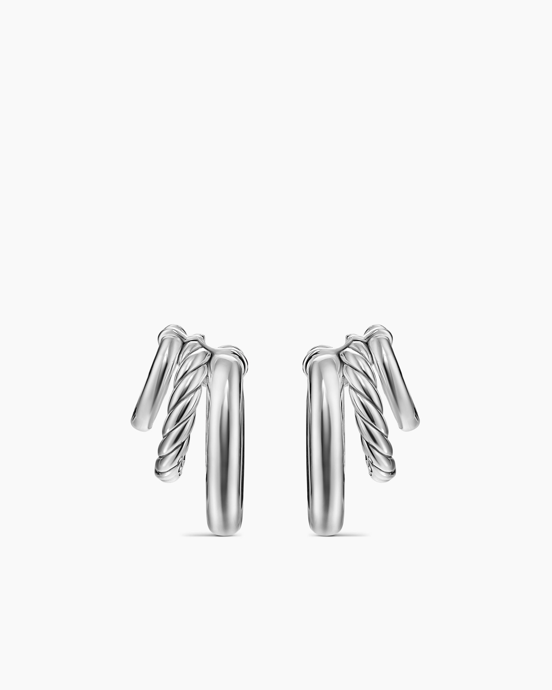 DY Mercer Three Row Hoop Earrings in Sterling Silver, 21mm