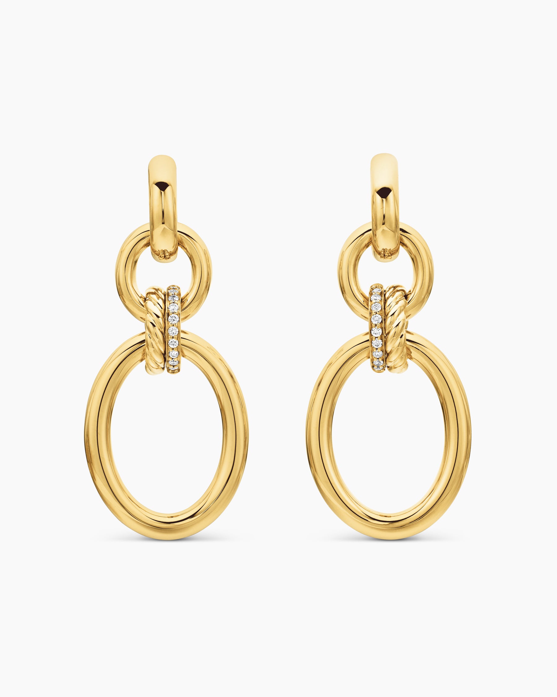 DY Mercer Circular Drop Earrings in 18K Yellow Gold with Diamonds, 50mm