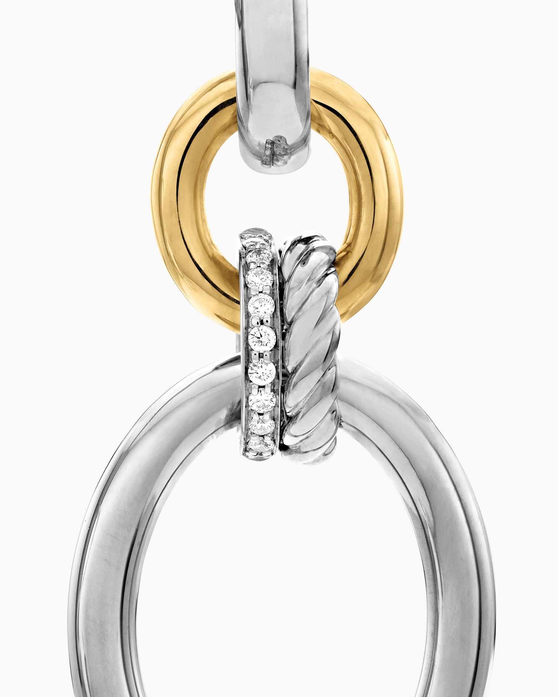 DY Mercer Circular Drop Earrings in Sterling Silver with 18K Yellow Gold and Diamonds, 50mm - Image 4