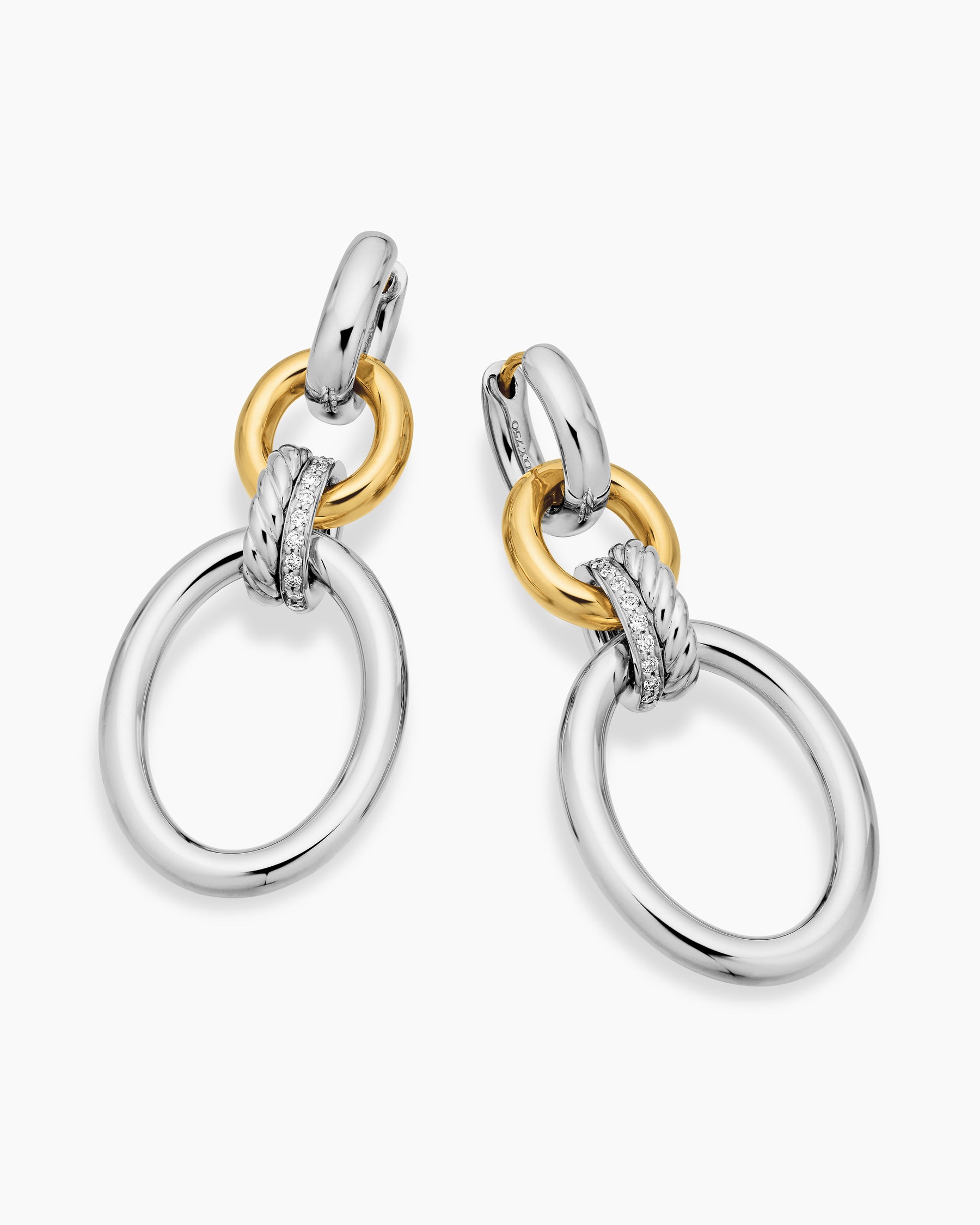 DY Mercer Circular Drop Earrings in Sterling Silver with 18K Yellow Gold and Diamonds, 50mm - Image 5