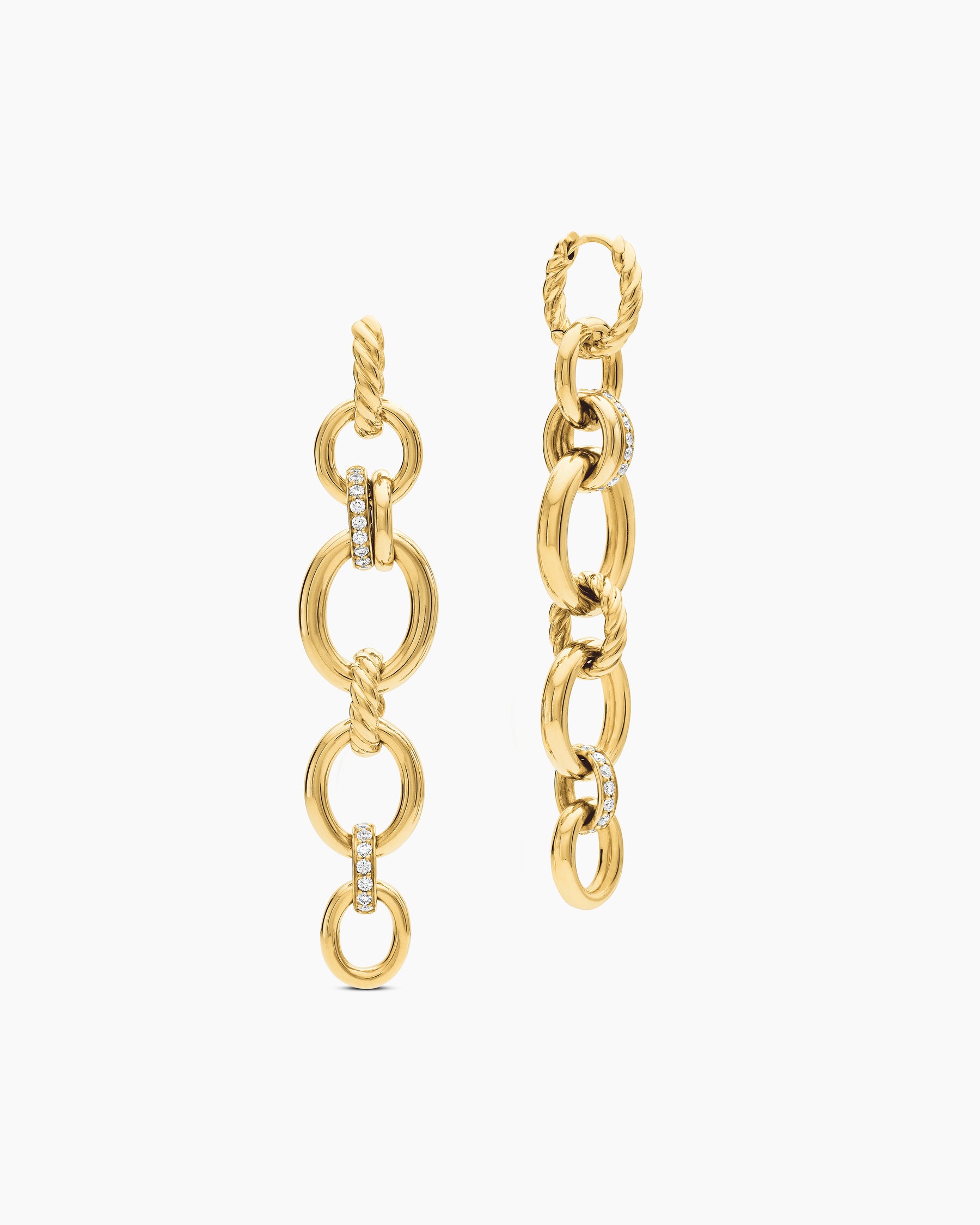 DY Mercer Linked Drop Earrings in 18K Yellow Gold with Diamonds, 68mm - Image 3