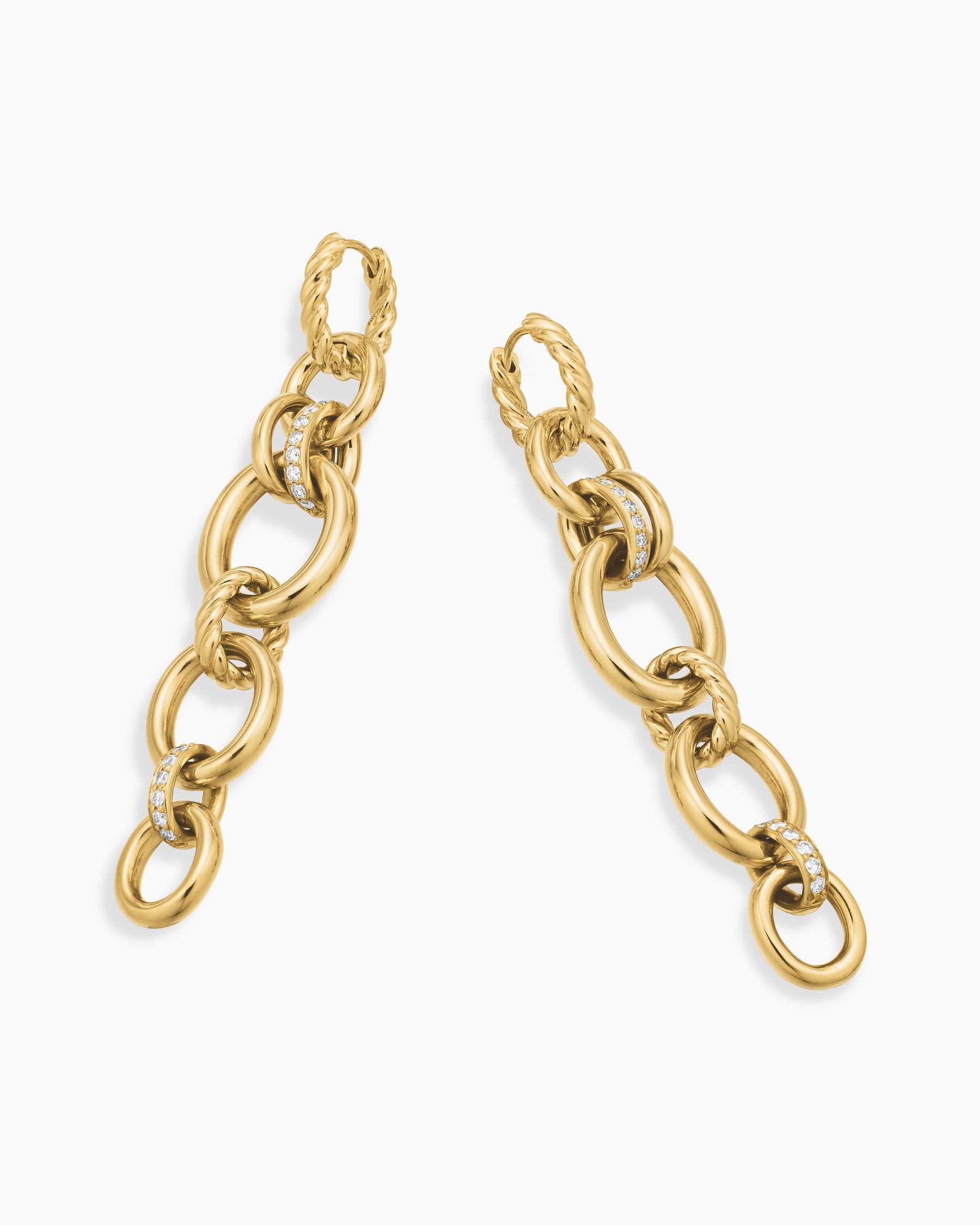 DY Mercer Linked Drop Earrings in 18K Yellow Gold with Diamonds, 68mm - Image 5