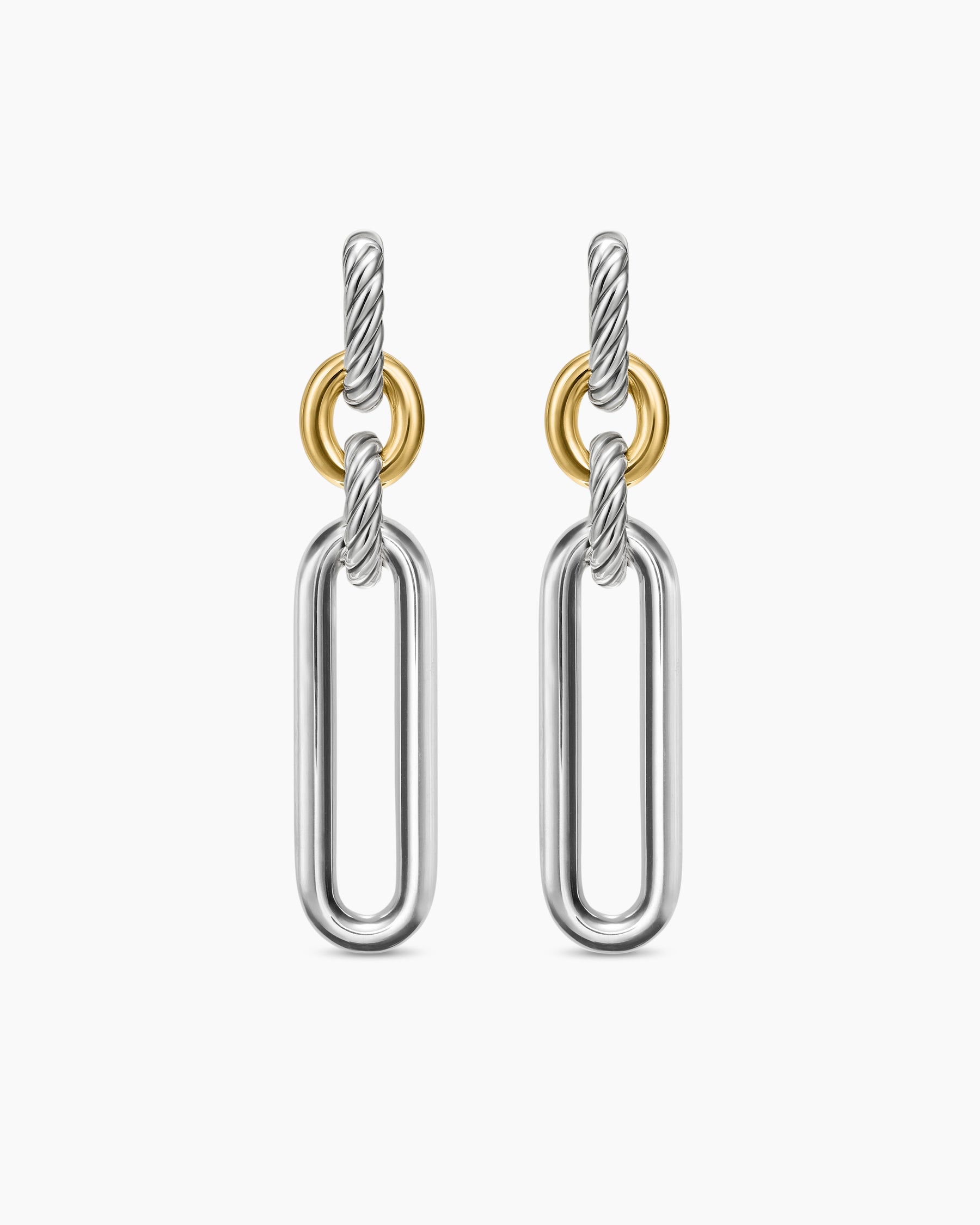 Lexington Double Link Drop Earrings in Sterling Silver with 18K Yellow Gold, 54mm