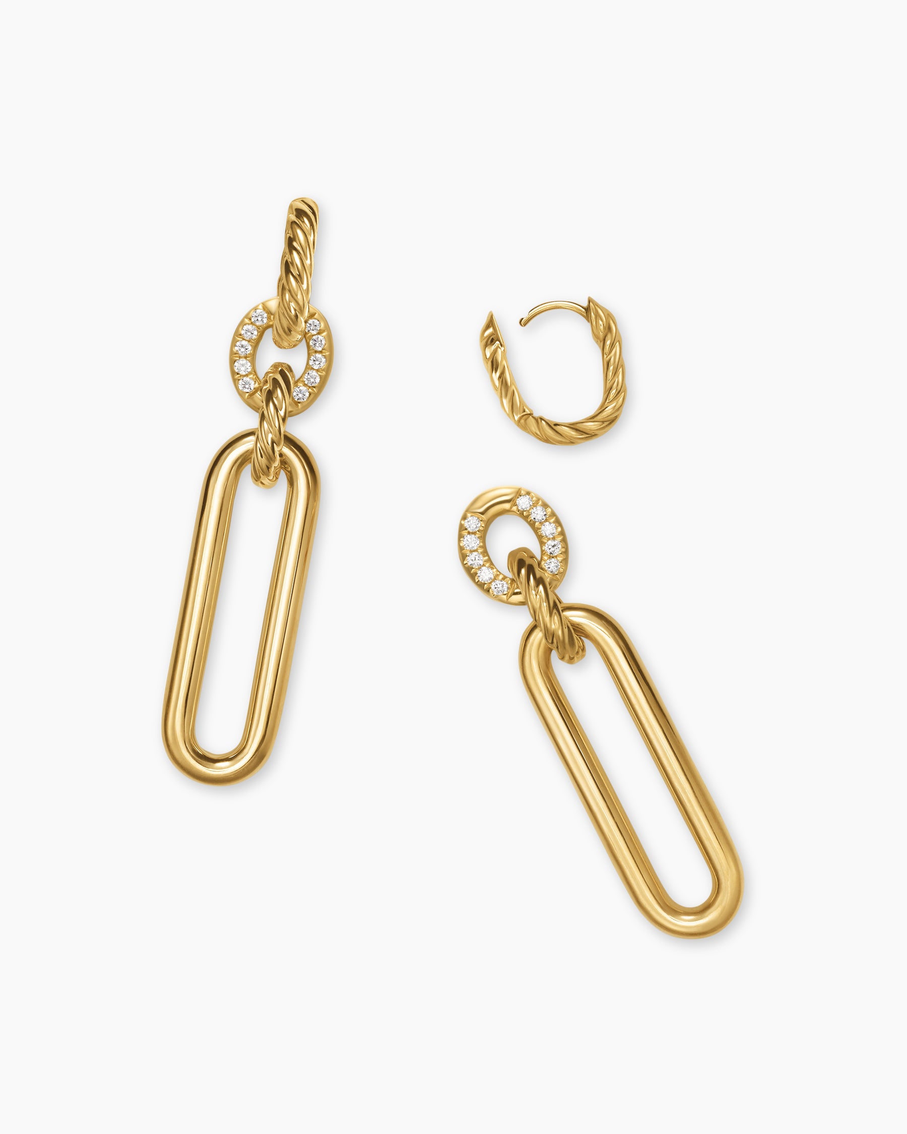 Lexington Double Link Drop Earrings in 18K Yellow Gold with Diamonds, 54mm - Image 4