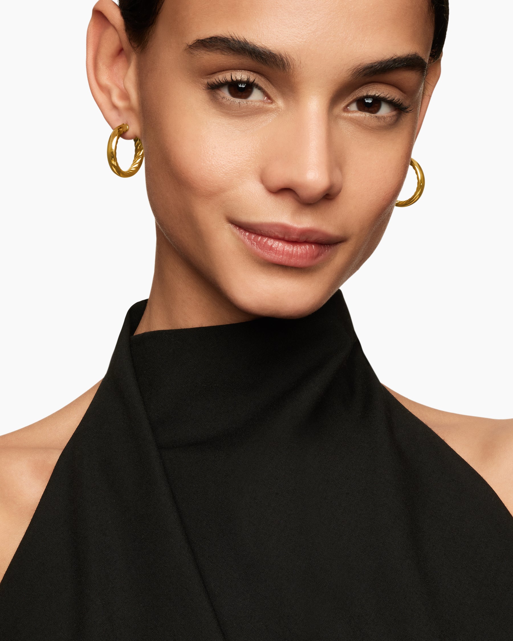 Alternative view of DY Mercer Hoop Earrings in 18K Yellow Gold, 25.4mm