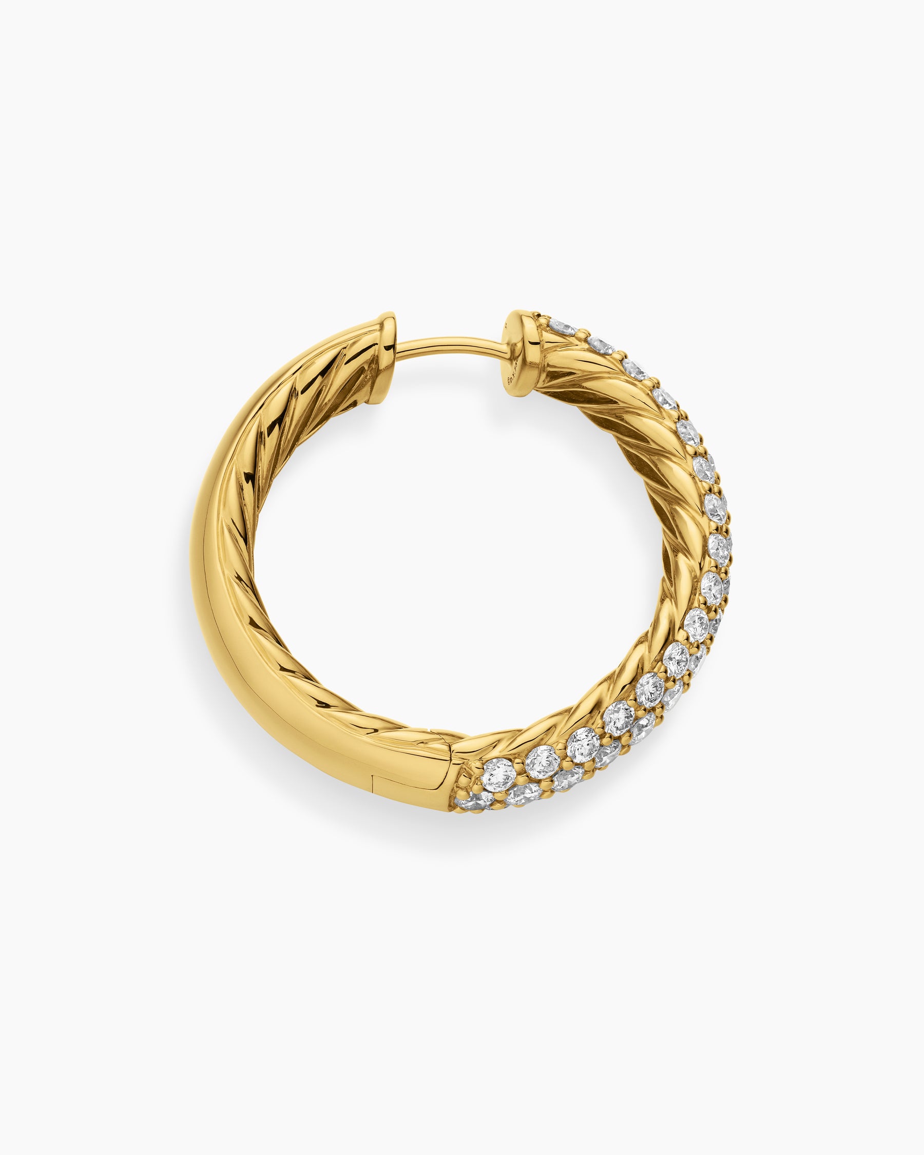 DY Mercer Hoop Earrings in 18K Yellow Gold with Diamonds, 25.4mm - Image 3